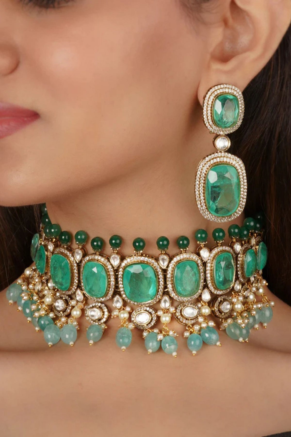 Gold Plated Faux Diamond Necklace Set