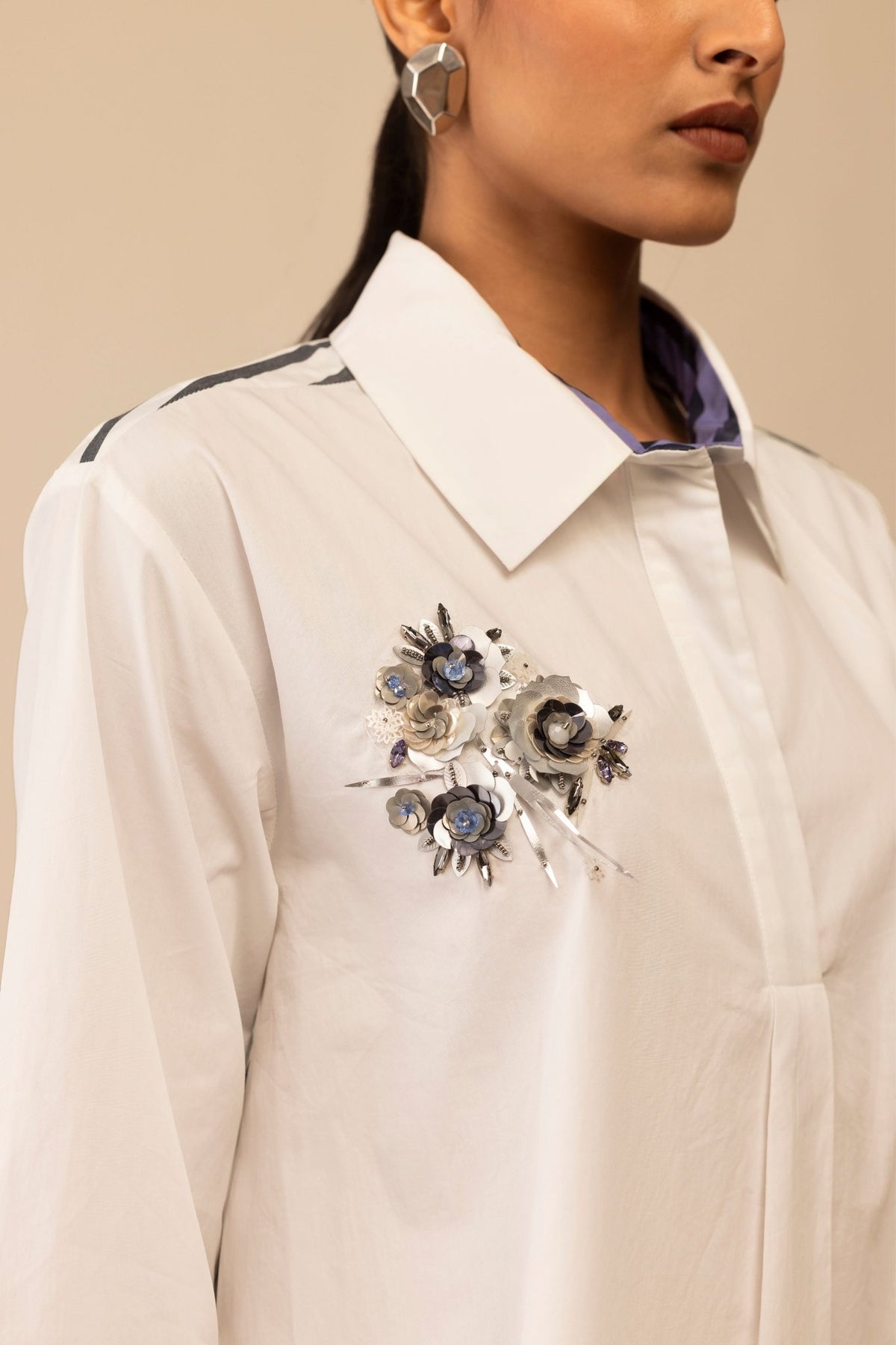 Neela White Embroidered Top - Bunka - Elahe