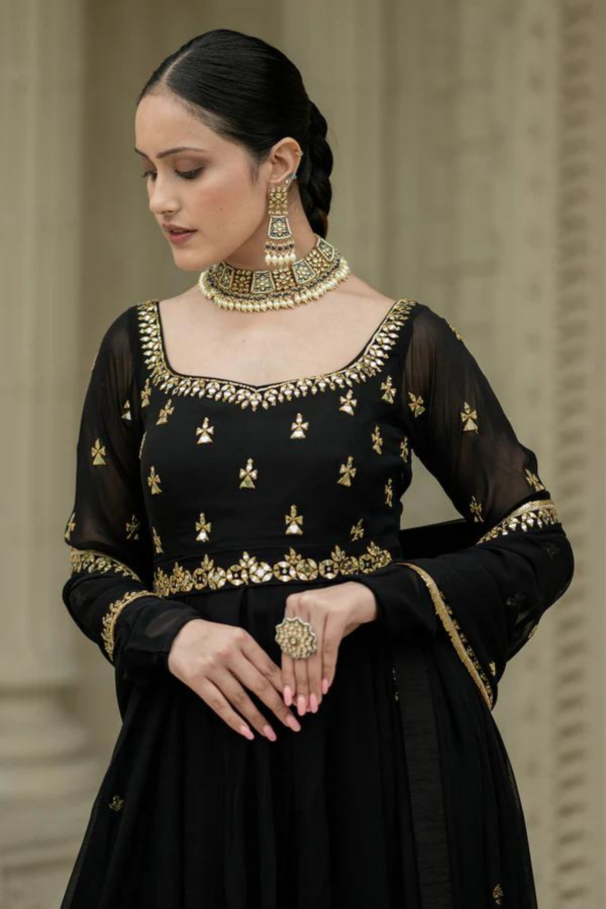 Black Anarkali Set