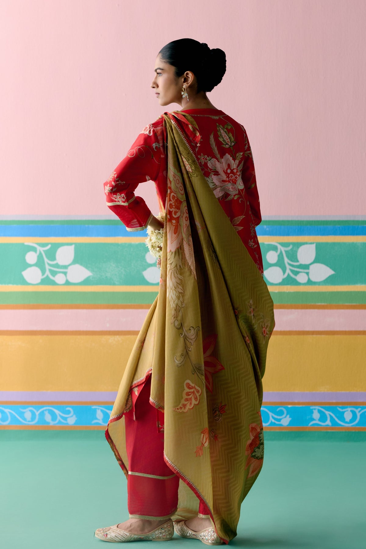 Red Chintz Kurta Set