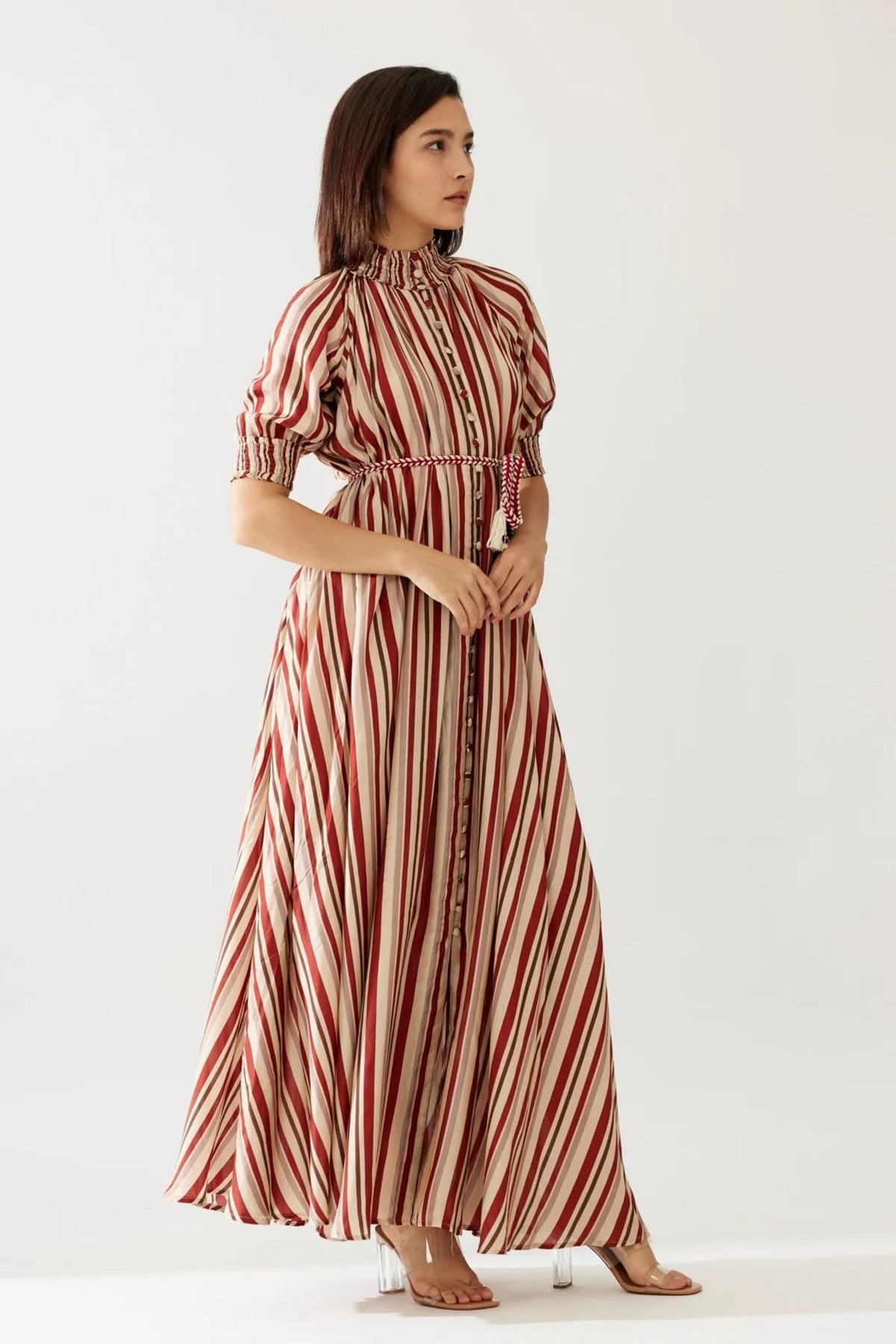 Red And Cream Stripe Dress