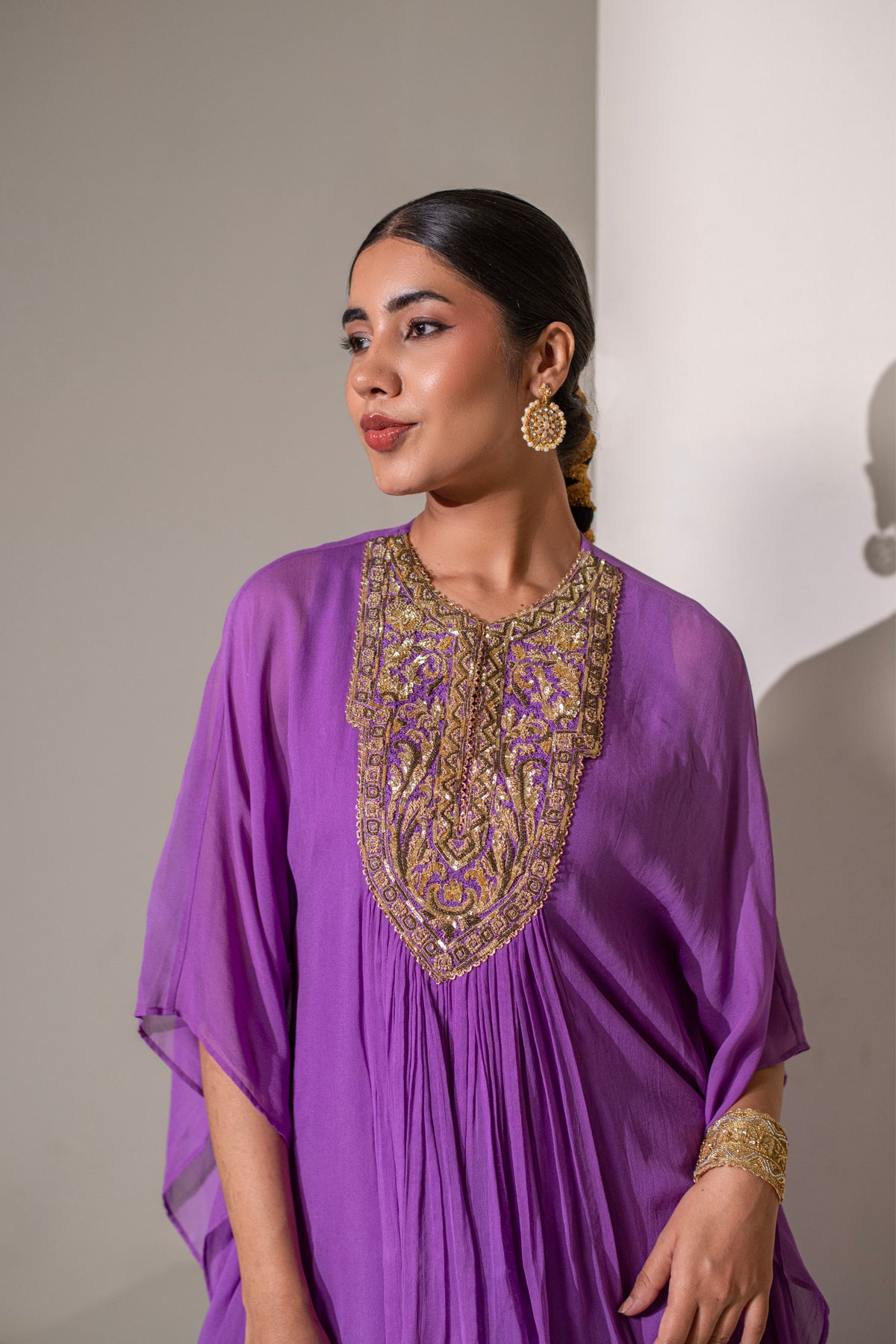 Purple  Kaftan Sharara Set