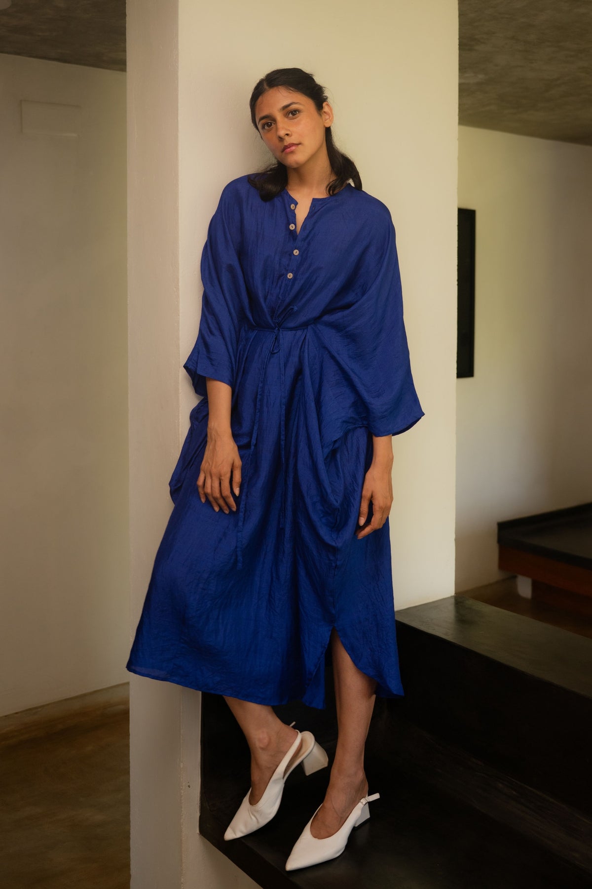 Ink Blue Tie Up Kaftan
