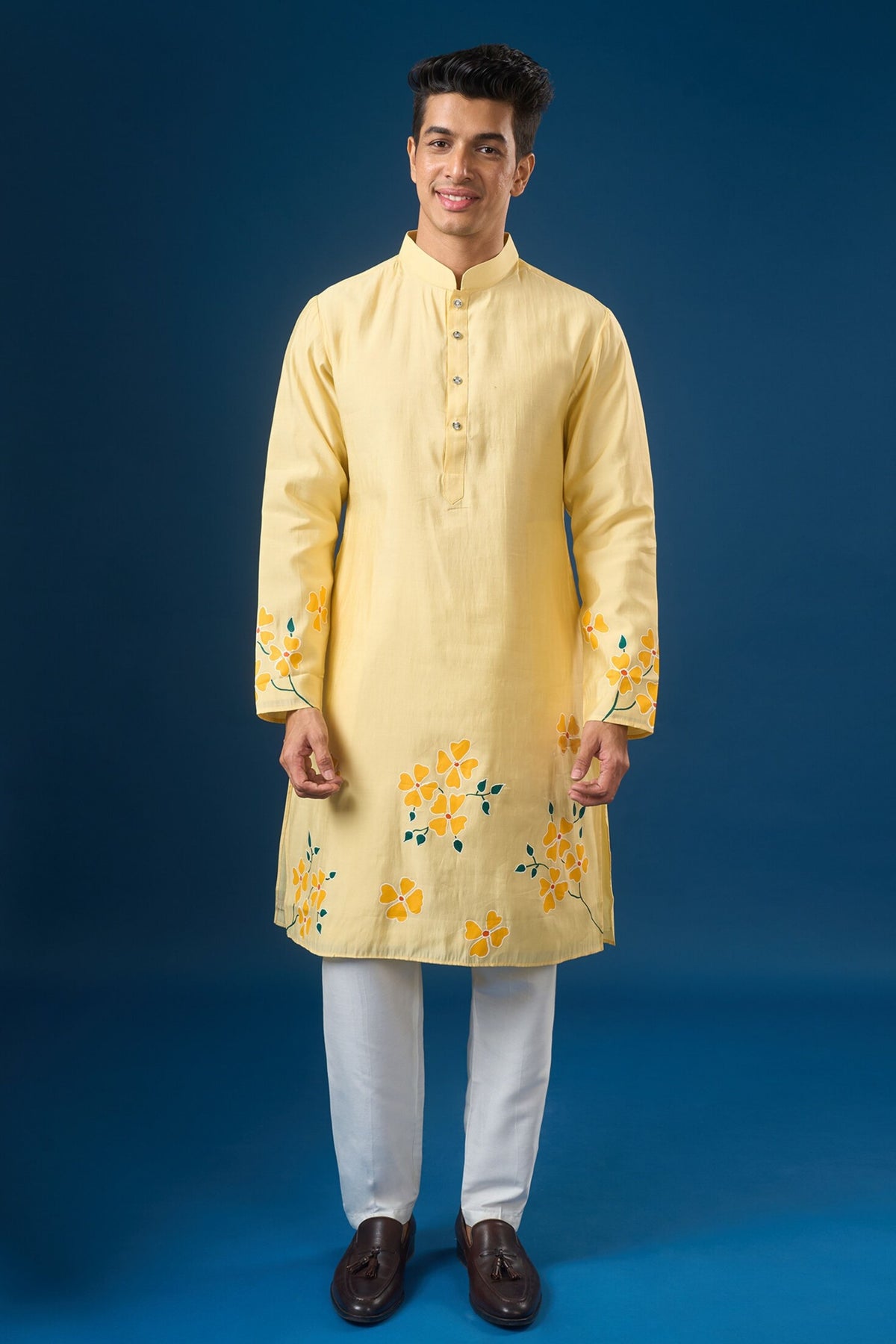 Yellow Floral Printed Kurta Set