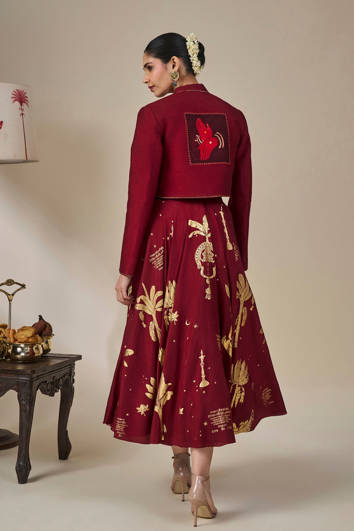 Cherry Malabar Masque Skirt Set