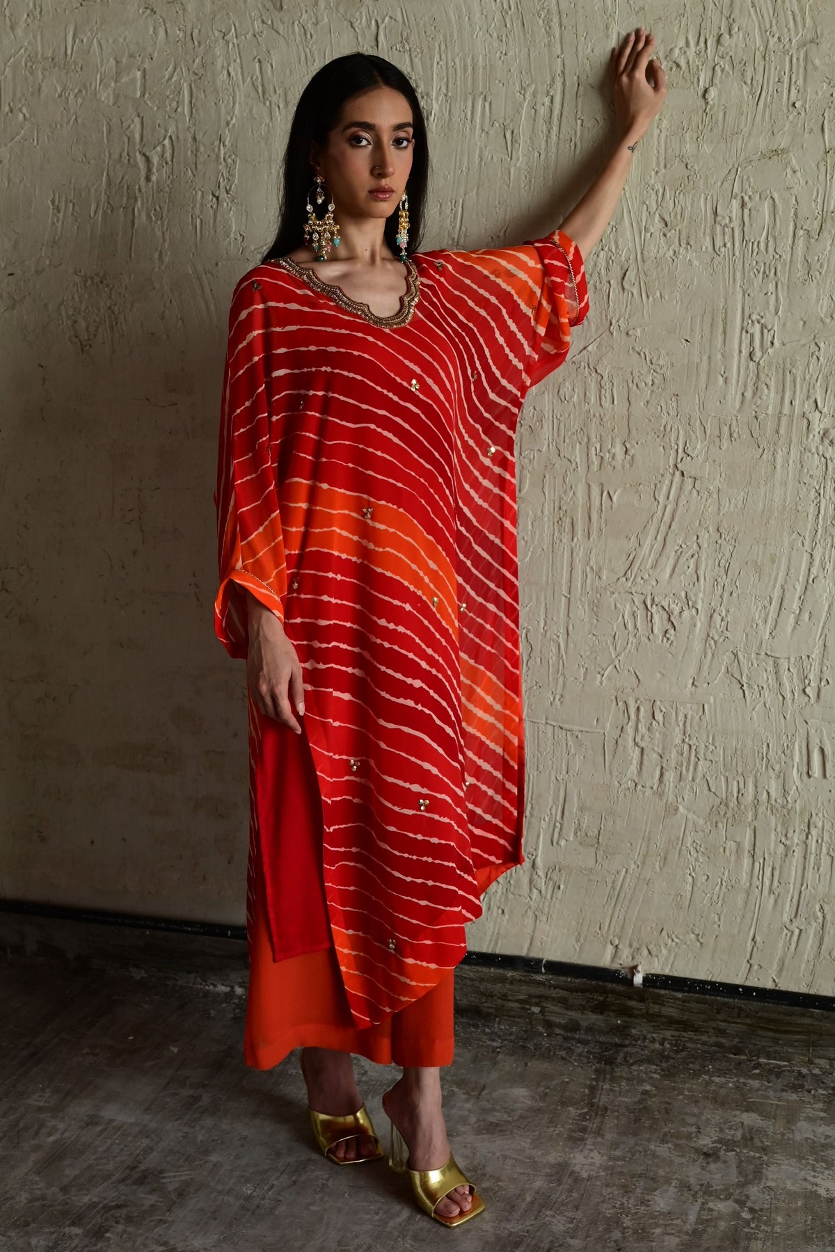 Tangerine Orange Leheriya Pant Set