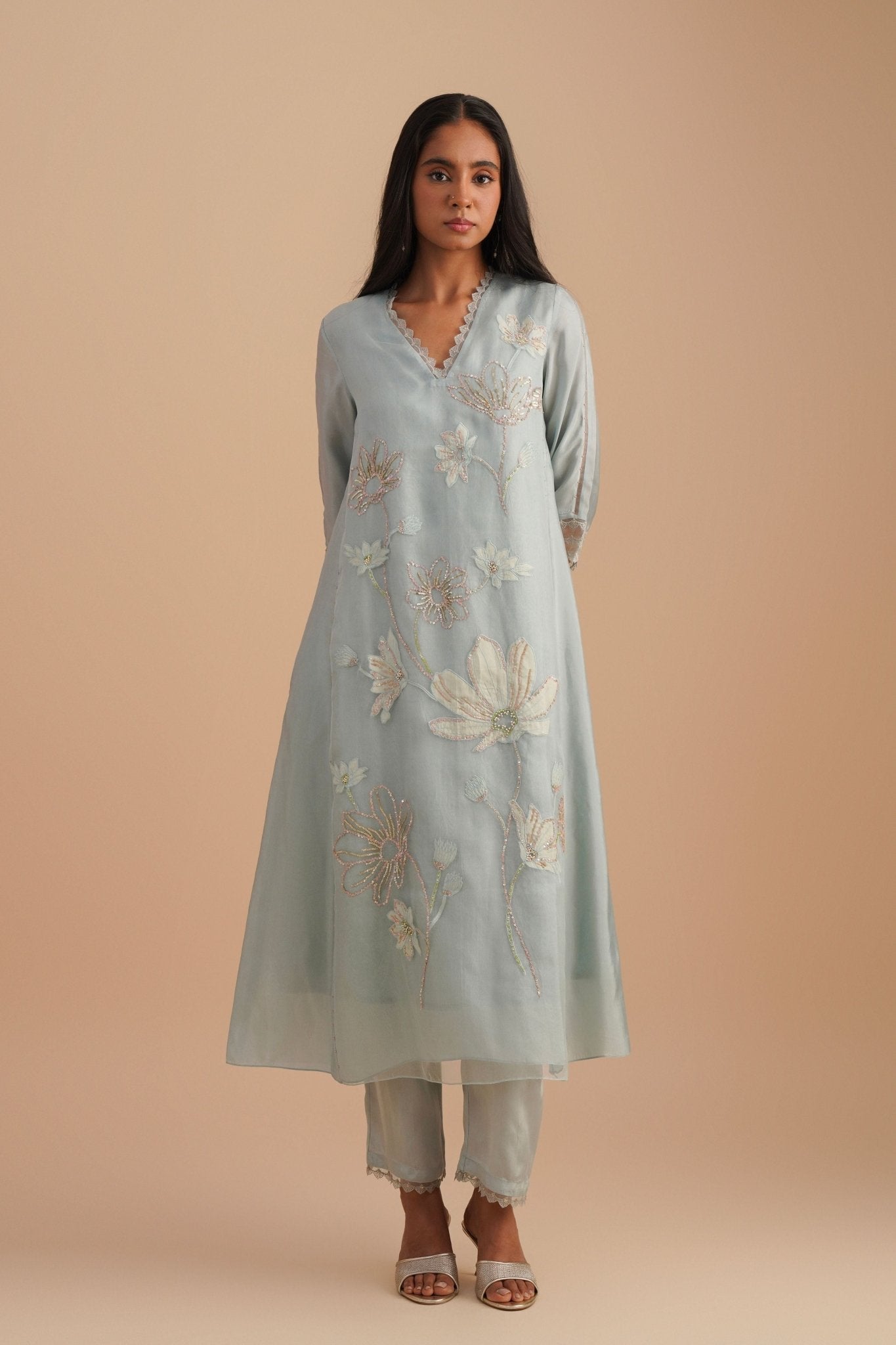 Powder Blue Kurta Set - One Not Two - Elahe