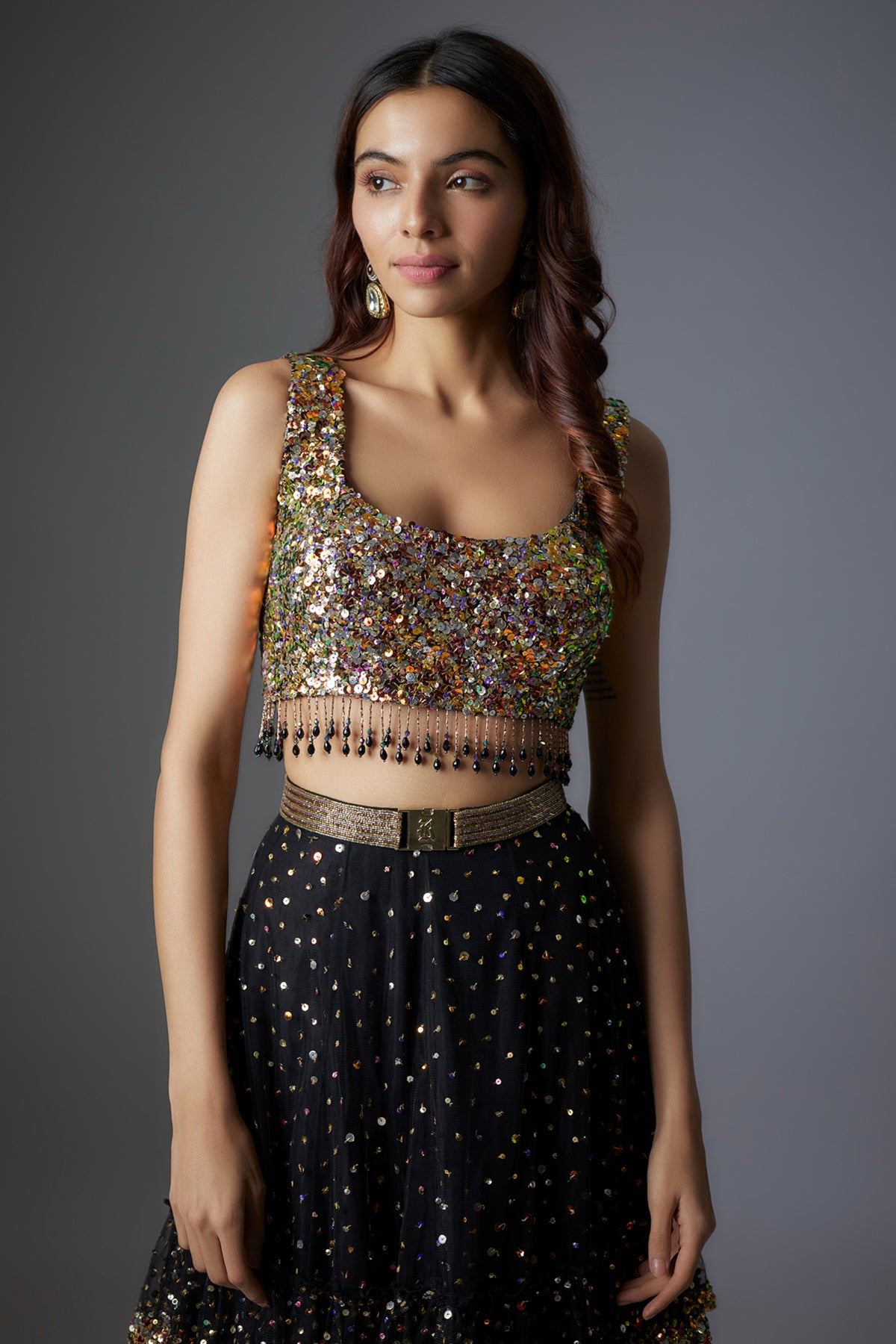 Black Embroidered Lehenga Set