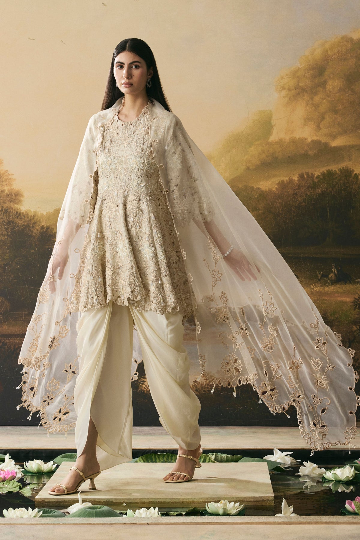 Ivory Cut work Kurta Set