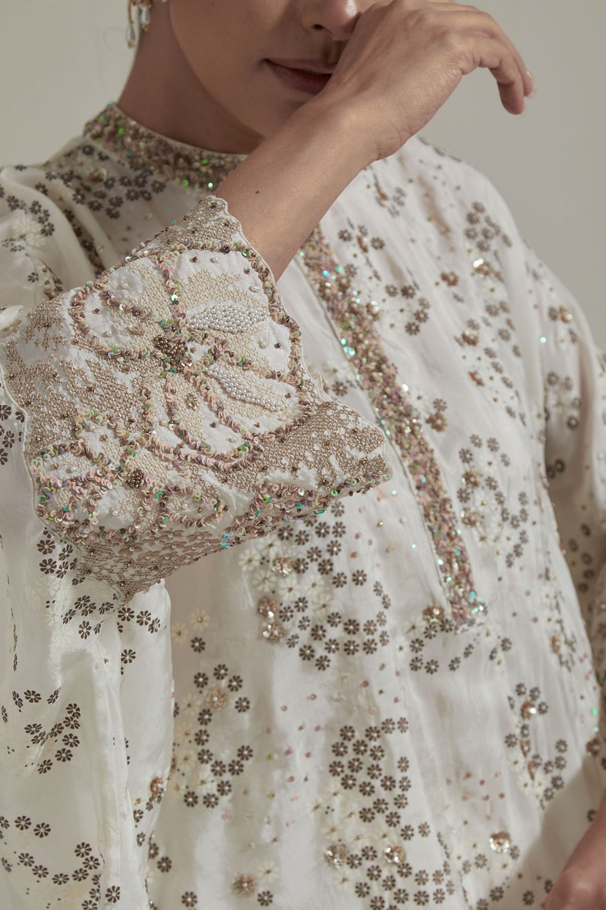Ivory Kaftan Drape Skirt Set