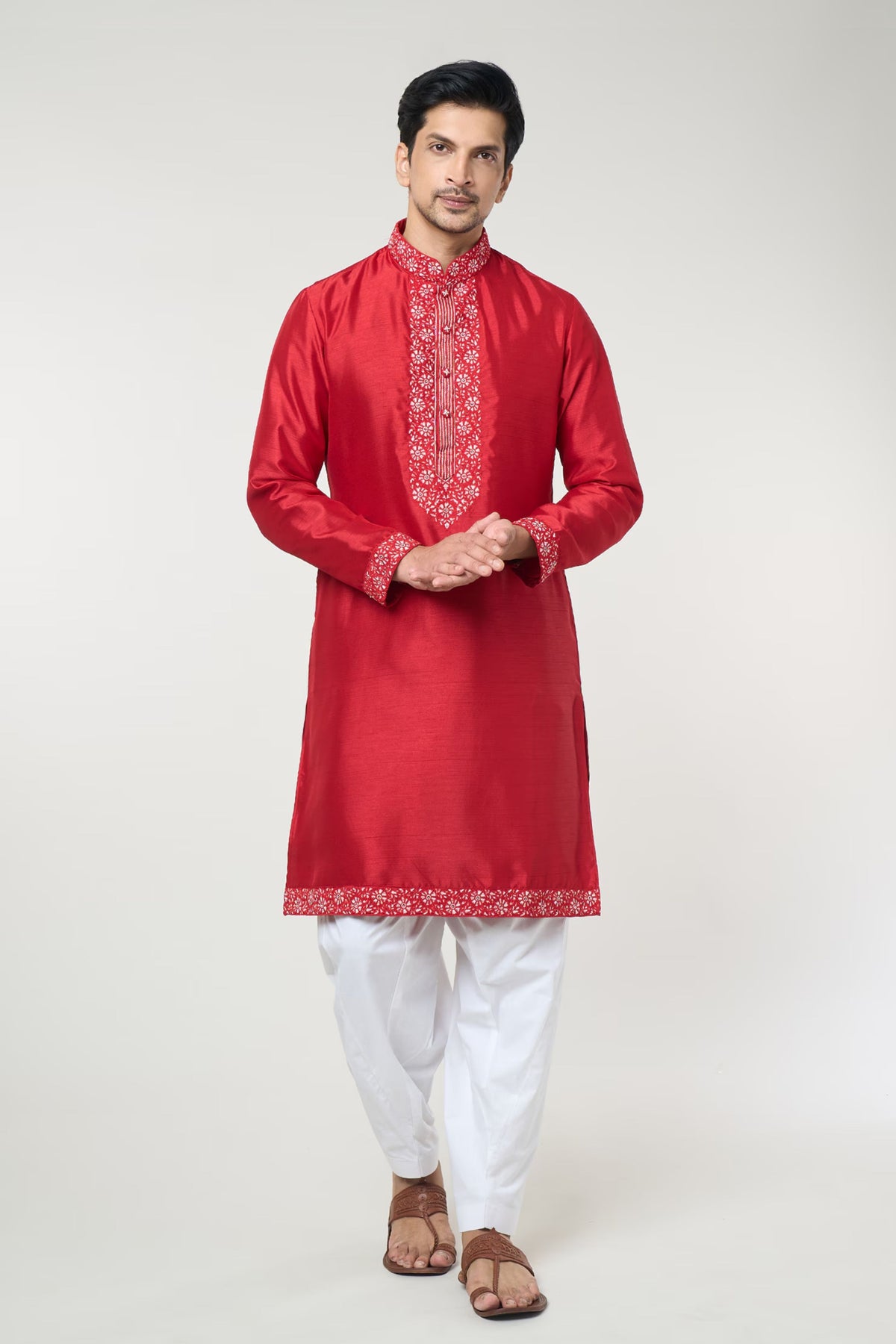 Cherry Red Embroidred Kurta Set