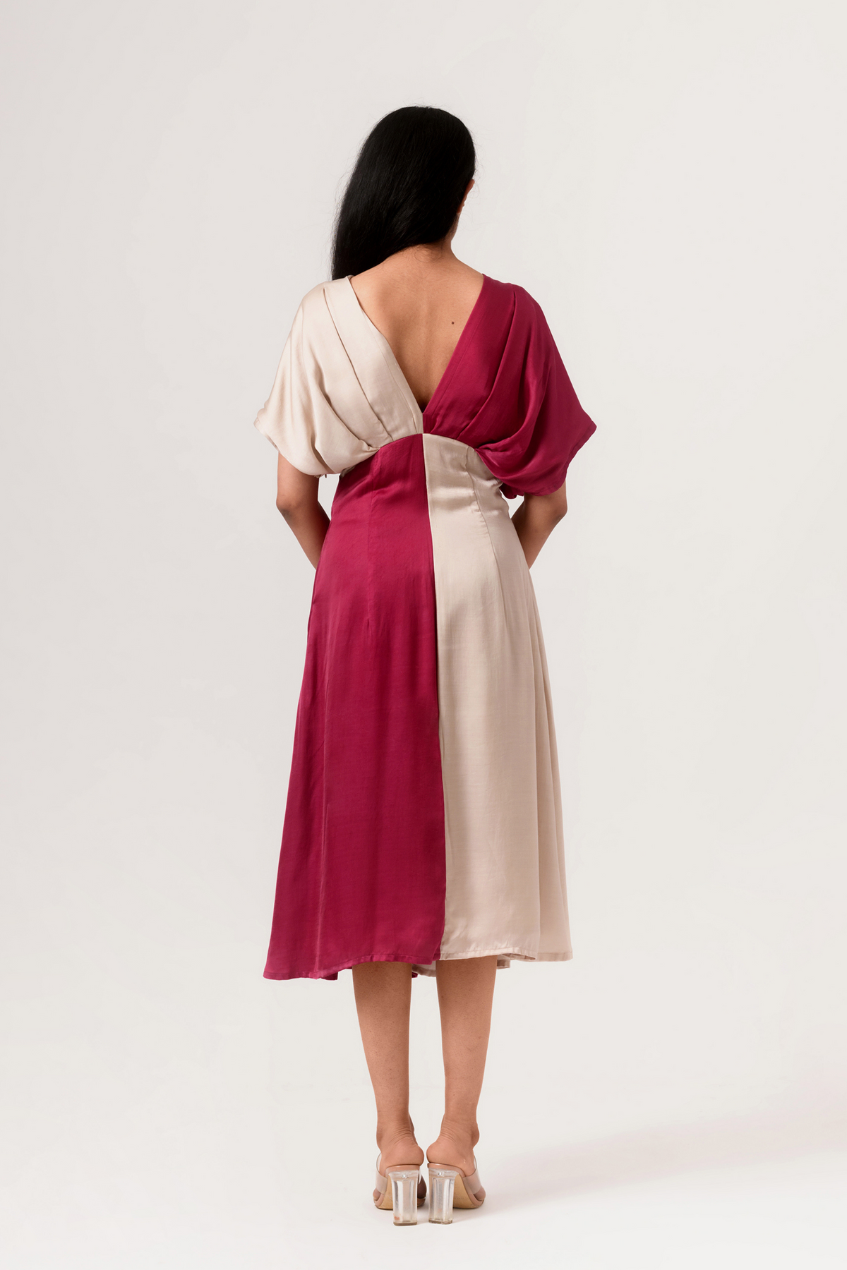 Wine ecru square dress
