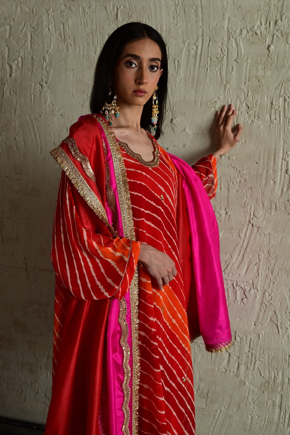Tangerine Orange Leheriya Pant Set