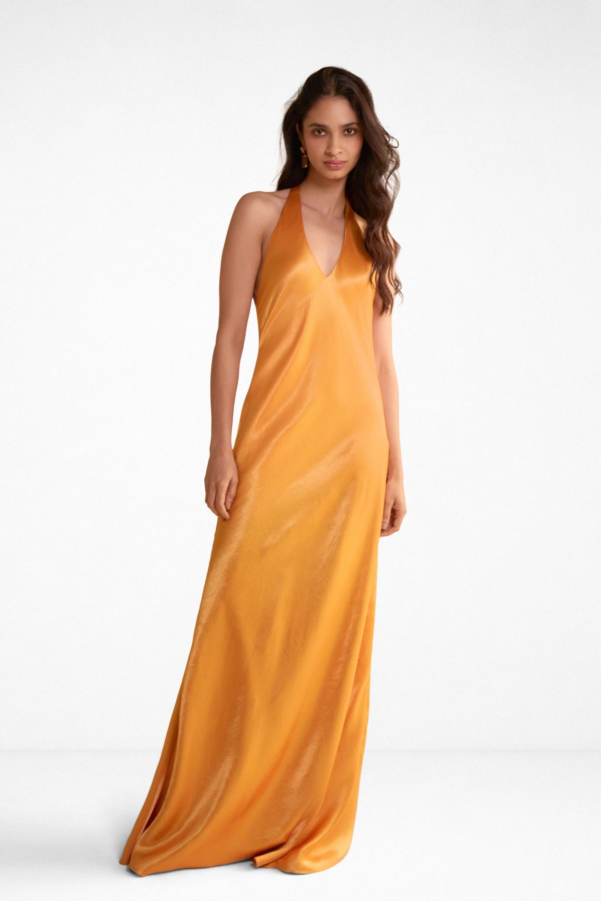 Apricot Satin Dress