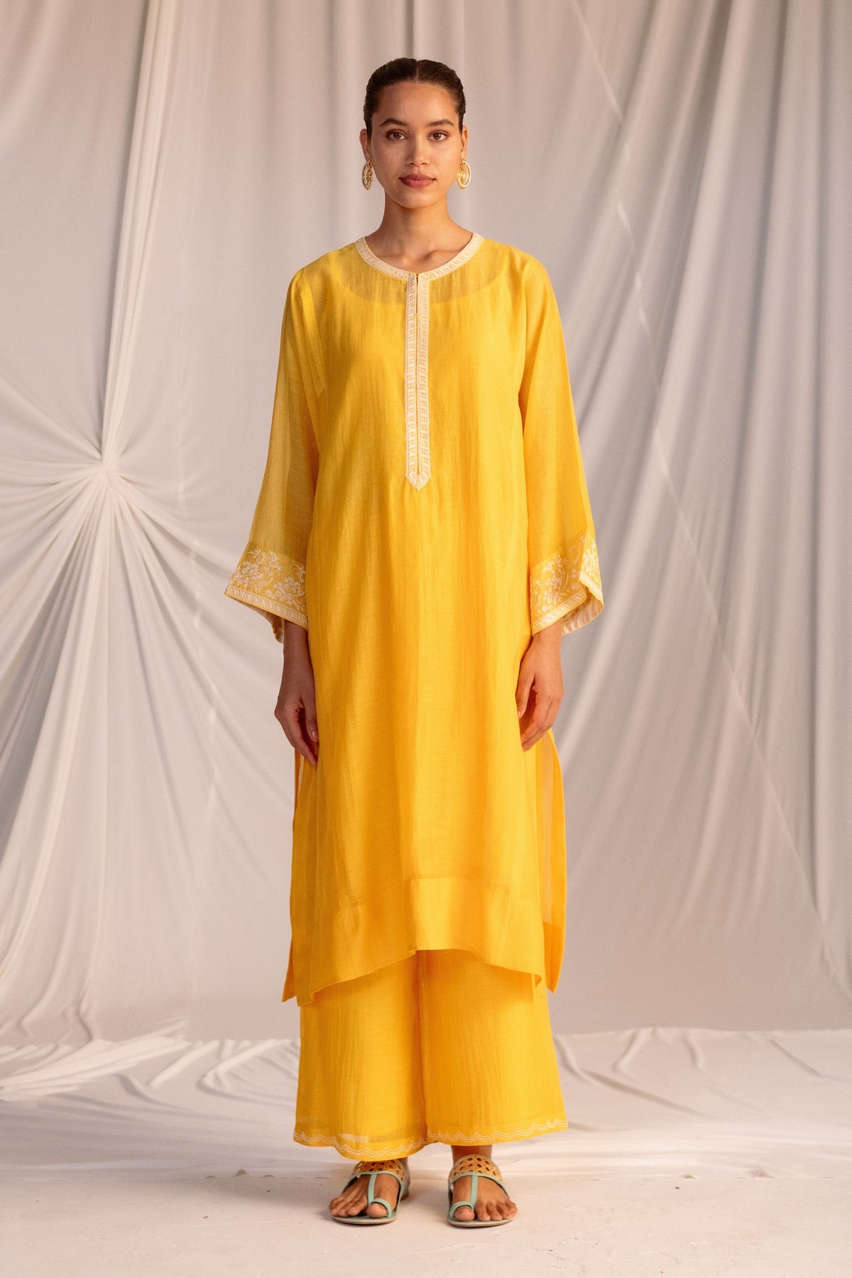 Mango Embroidered Tunic &amp; Trouser Set