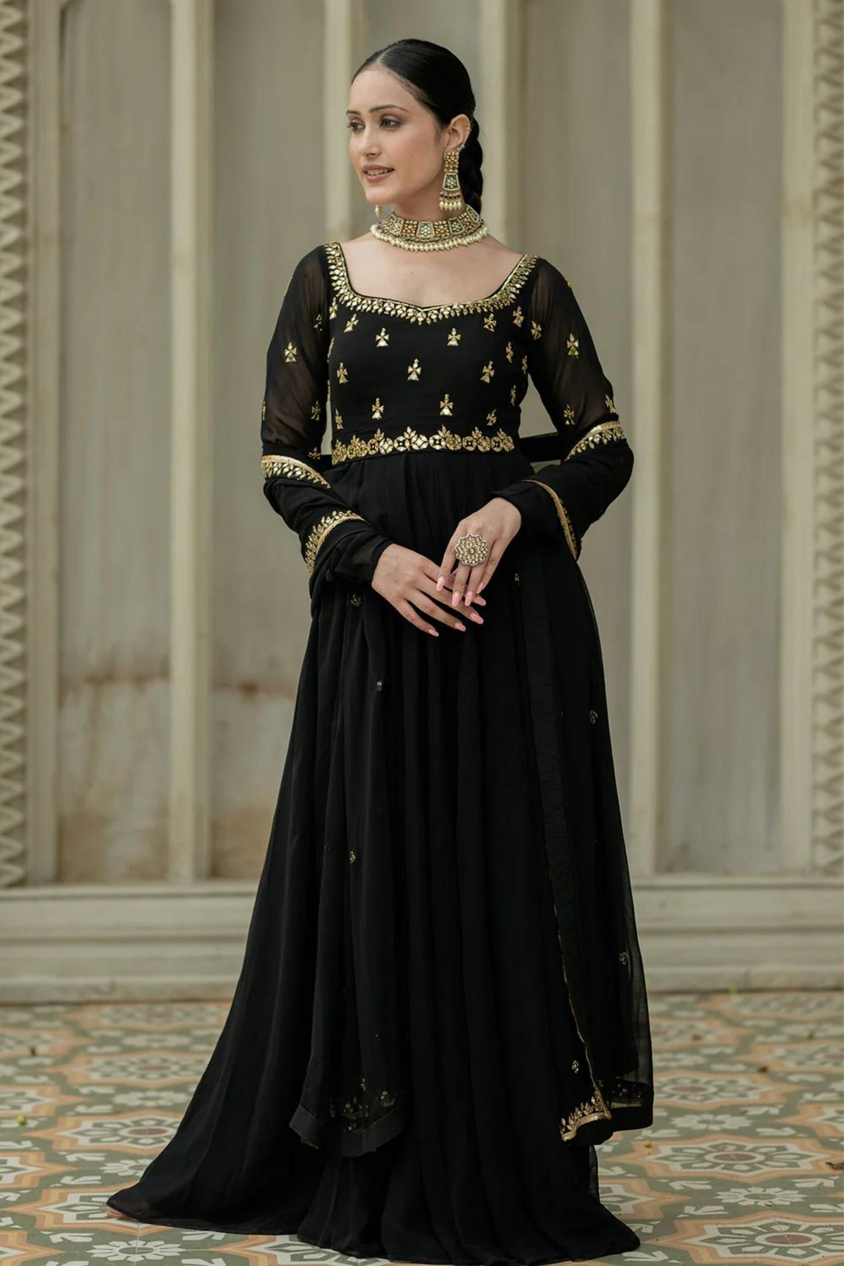 Black Anarkali Set