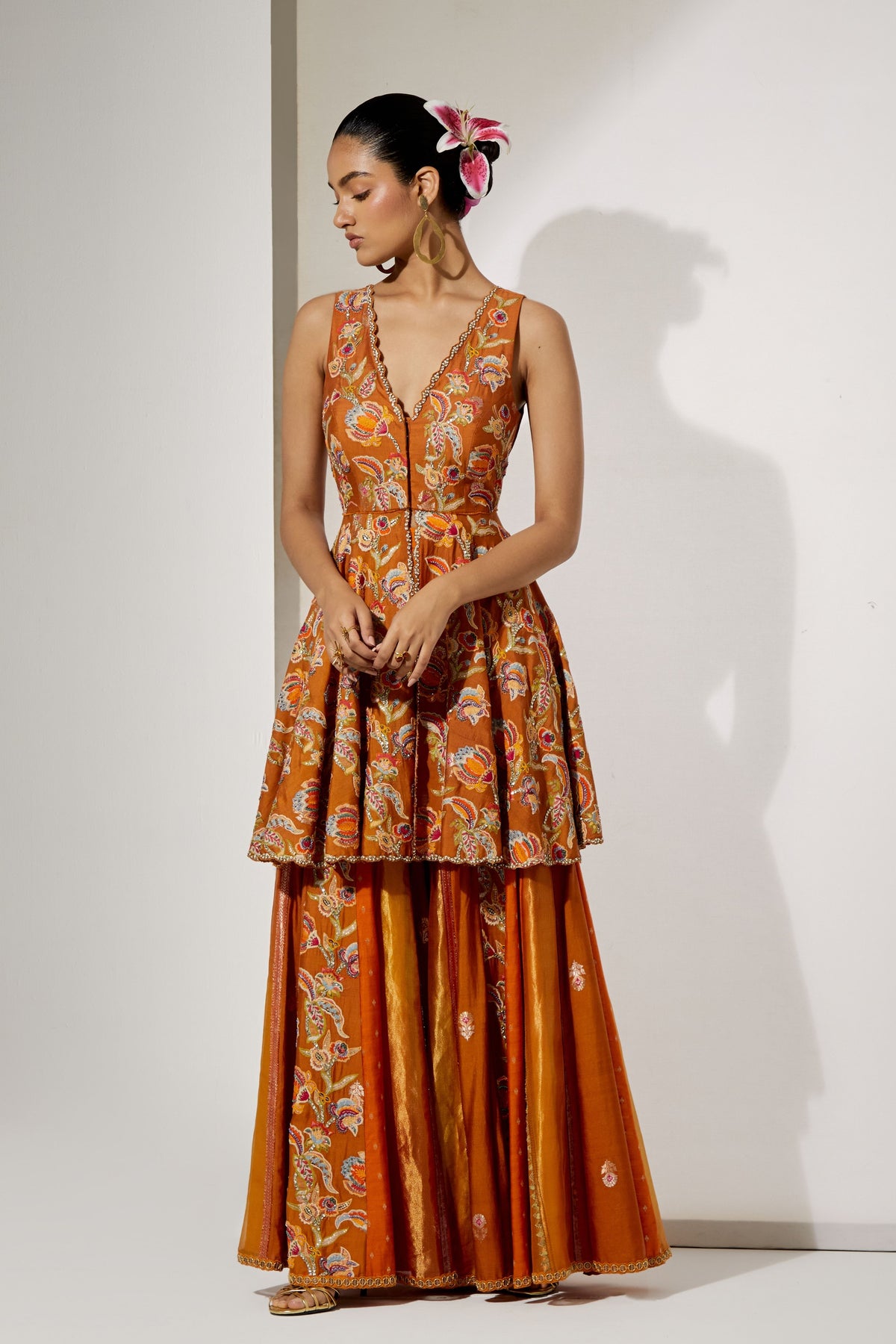 Rust Bloom Sharara Set