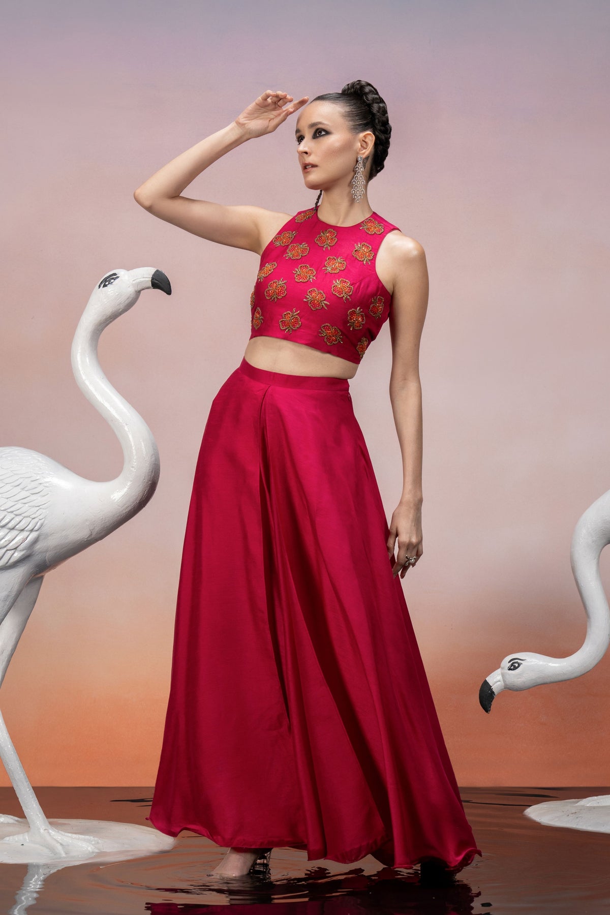 Hot Pink Floral Motifs Co-ord Set