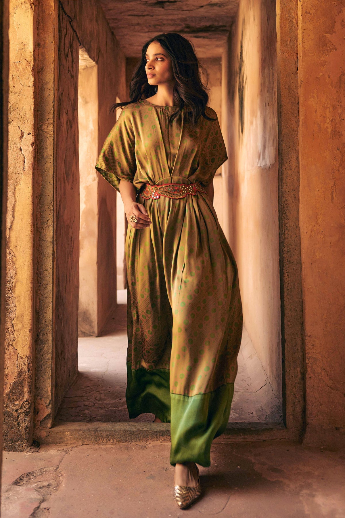 Haldi Nashpal Green Belt Dress