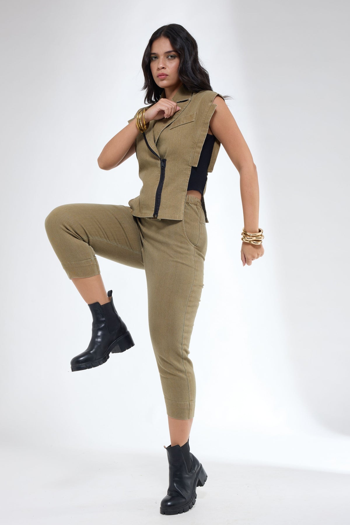Khaki Denim Co-ord set