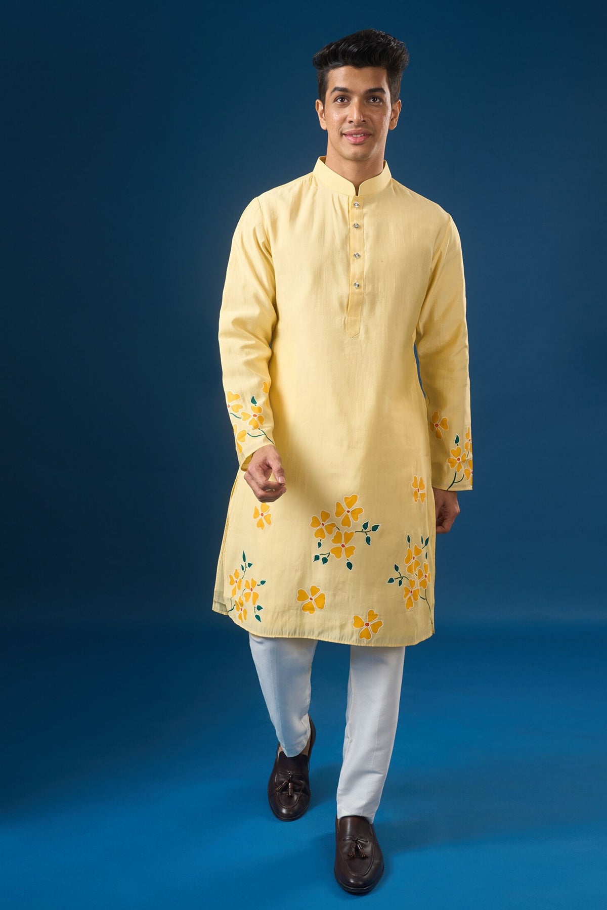 Yellow Floral Printed Kurta Set