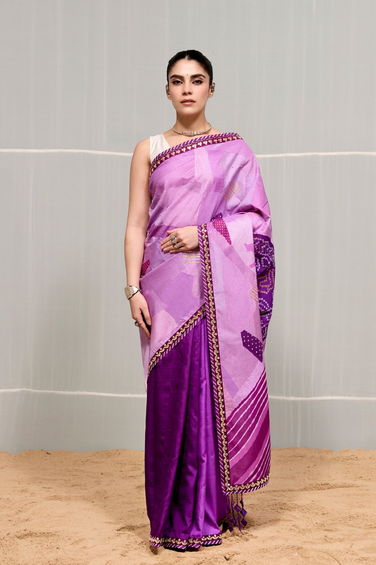 Puple Boond Saree