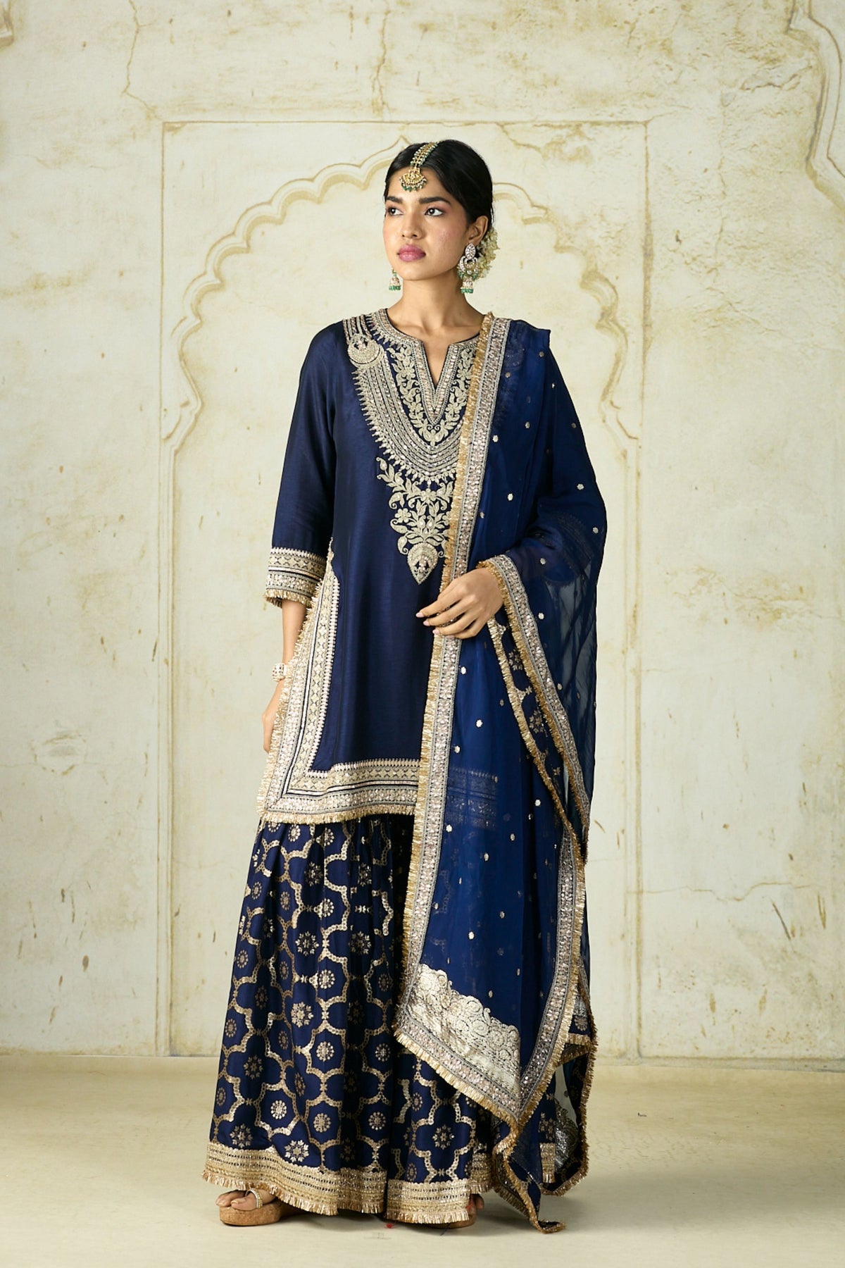 Blue Ameena Sharara Set