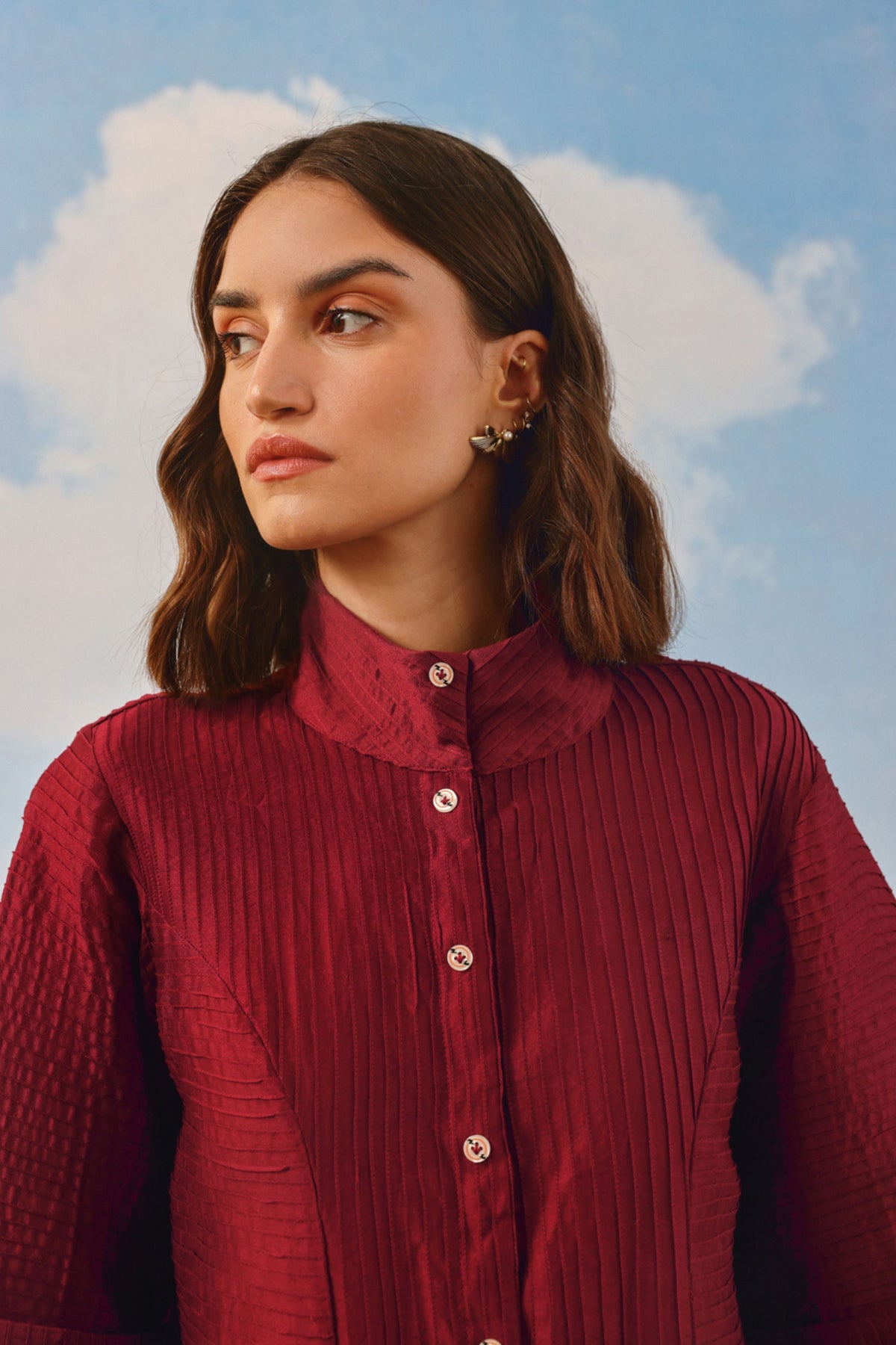 Pintuck Shirt Jacket