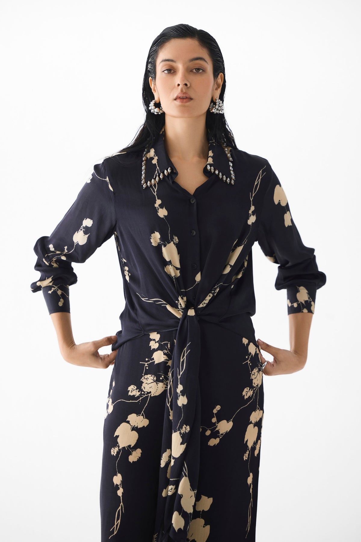 Black Sakura Crop Top and Pants