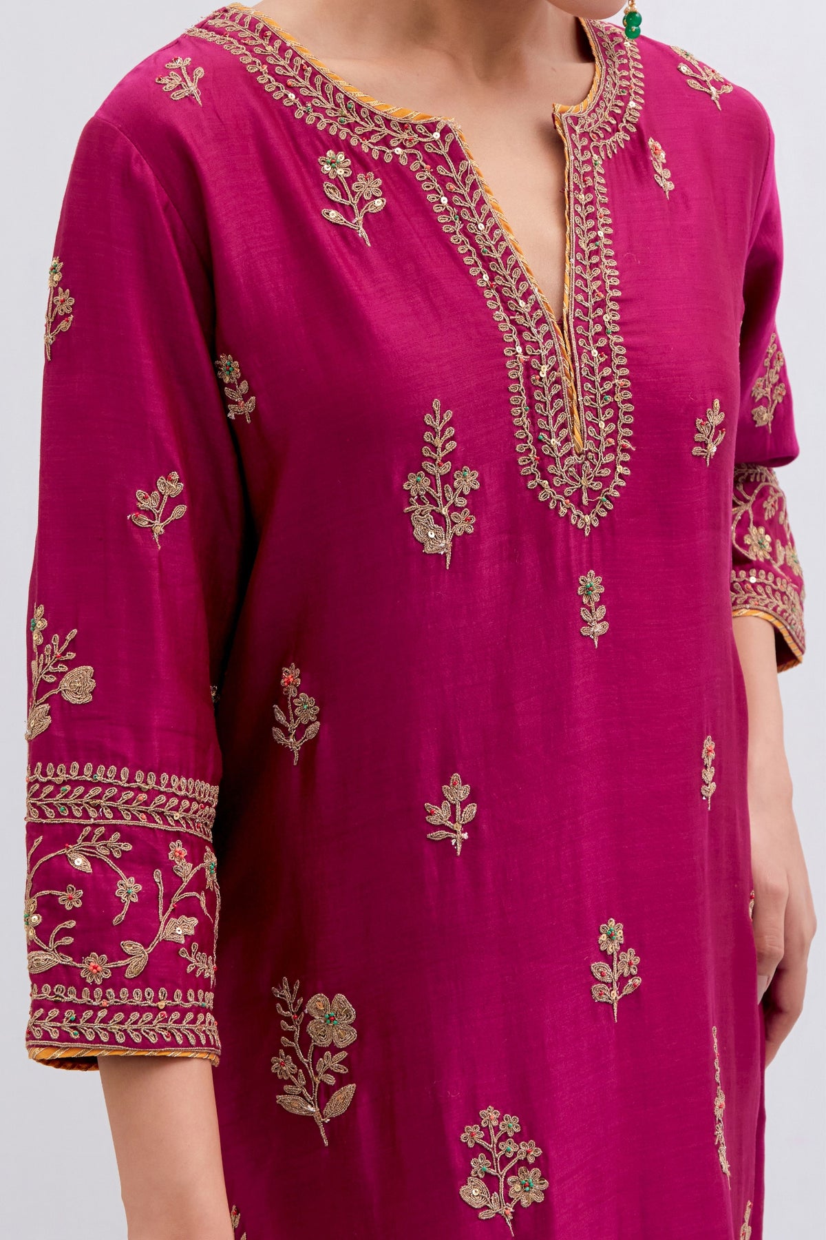 Chanderi Fuchsia Kurta Set