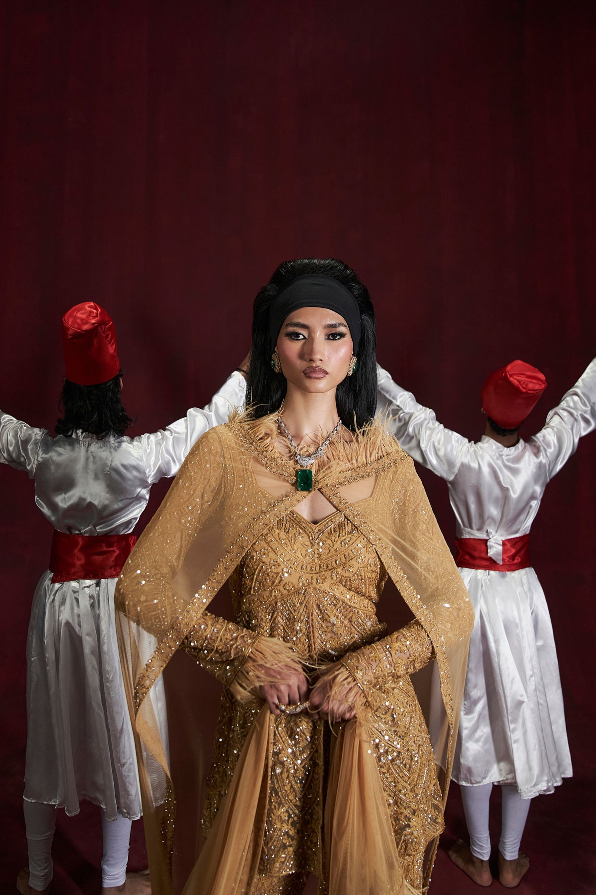 Antique Gold Zareen Sharara Set