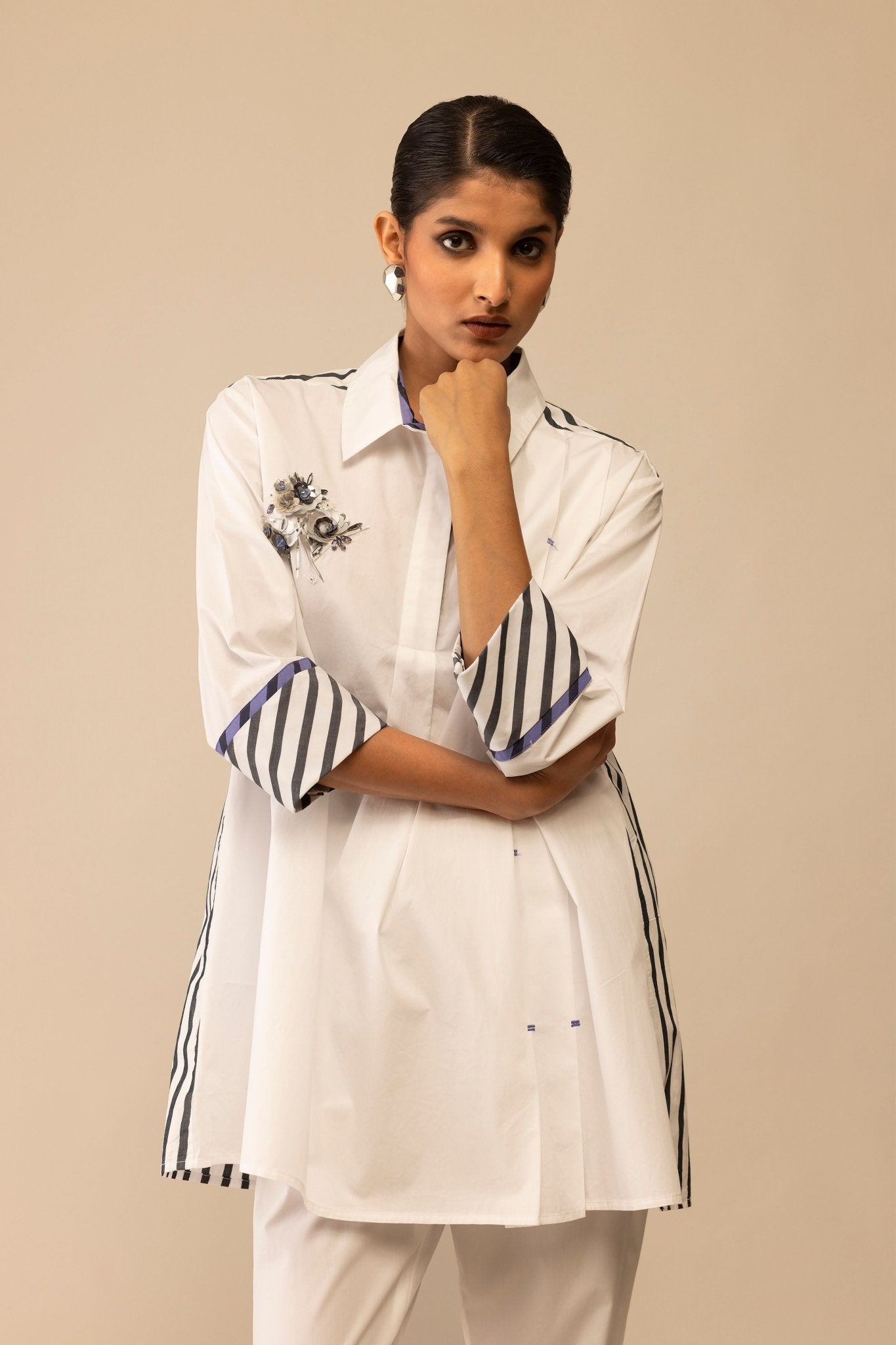 Neela White Embroidered Top - Bunka - Elahe