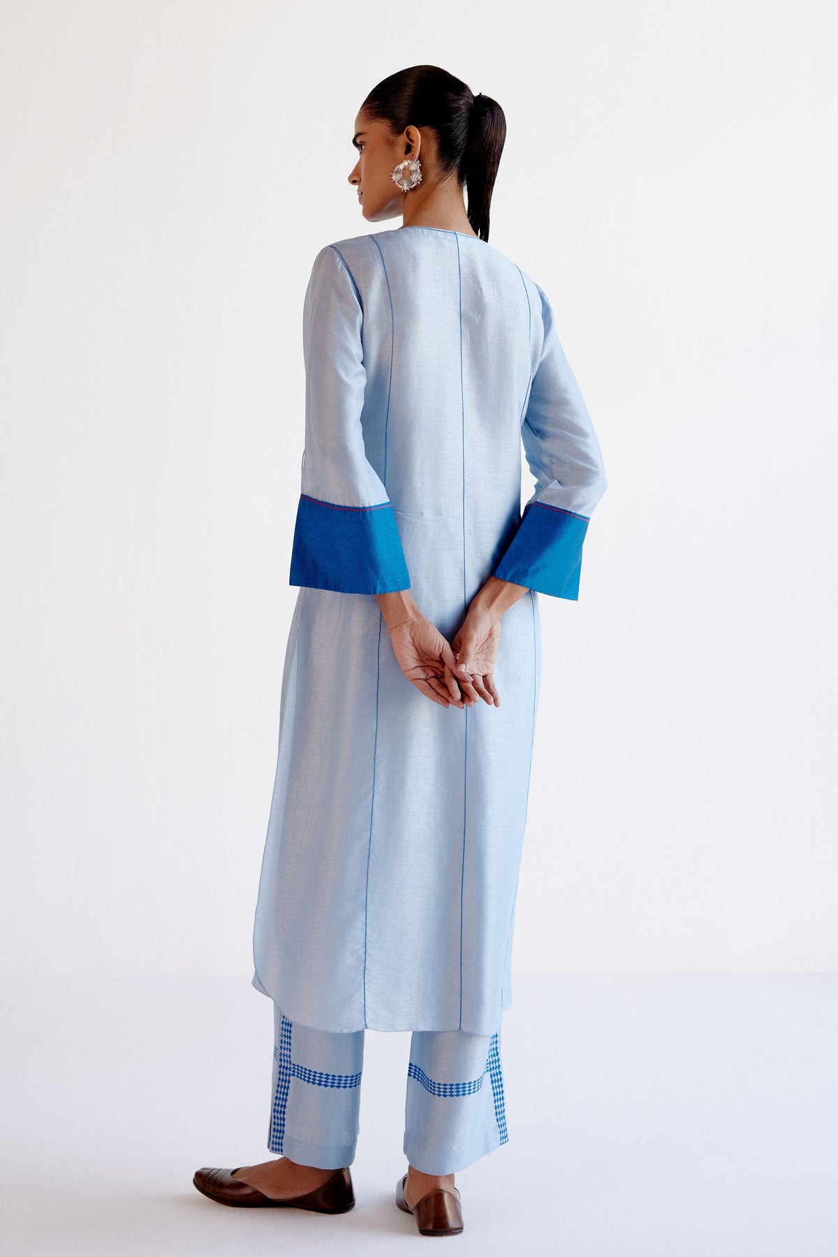 Light Blue Angrakha Kurta Set