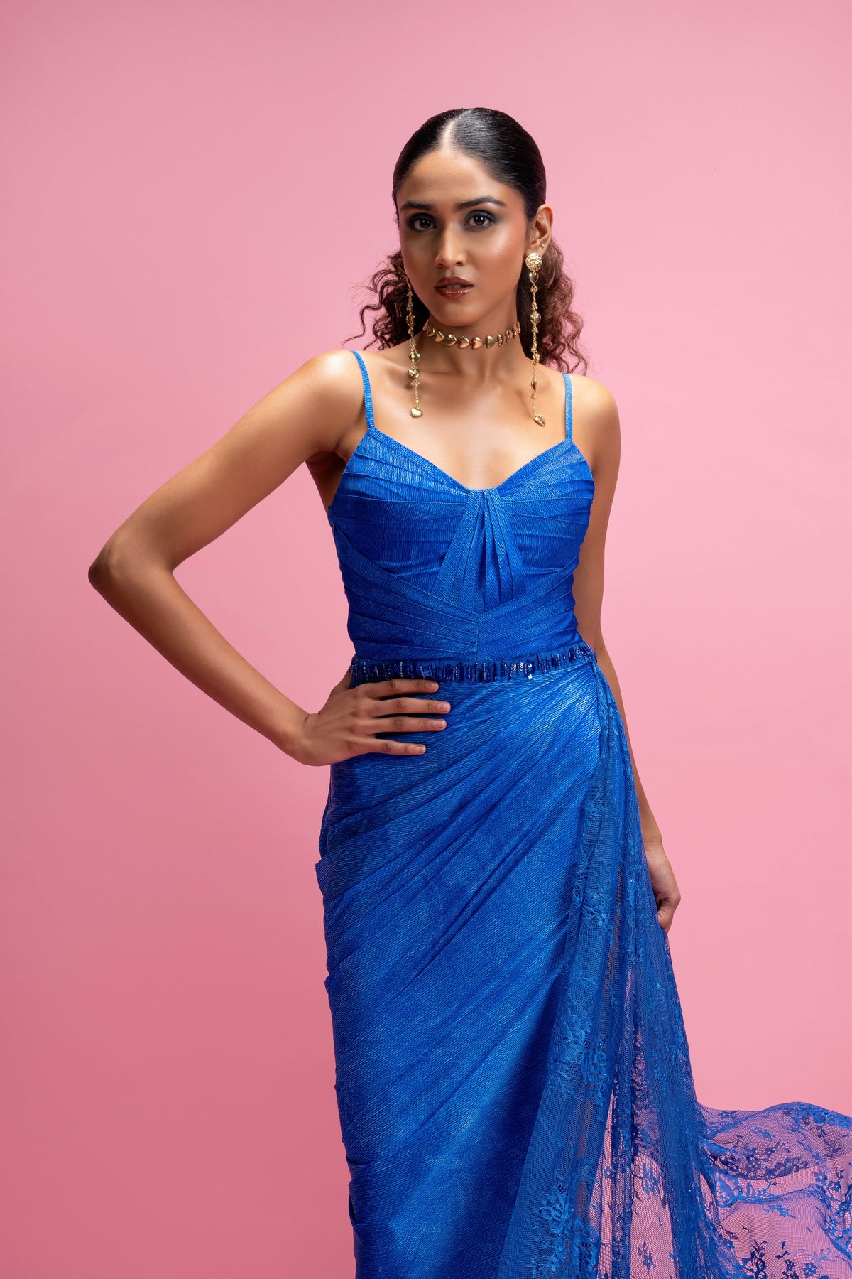 Blue Draped Maxi Dress