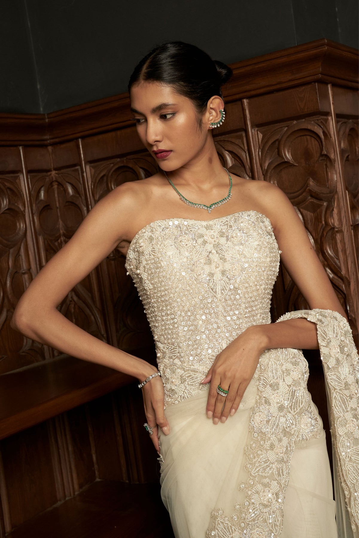 Ivory Corset Saree Set