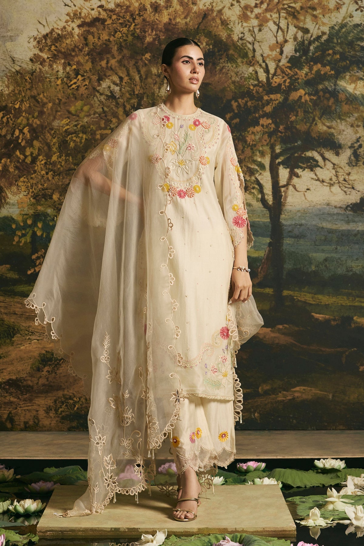 Ivory Cut work Dupatta