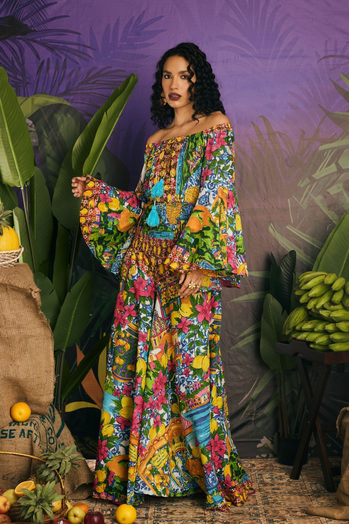 Multicolor Tie-Up Neck Dress