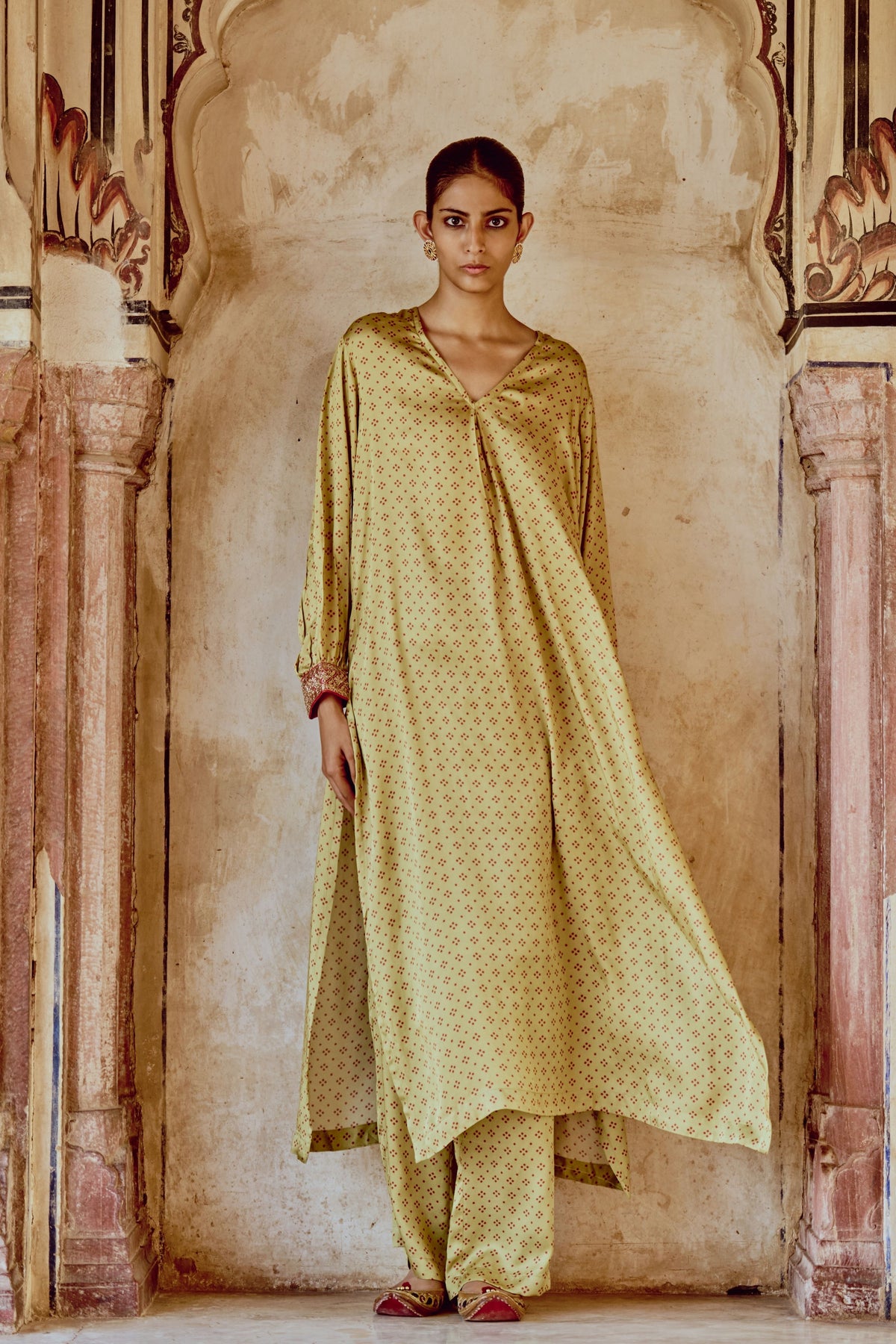 Green Printed Kurta Set