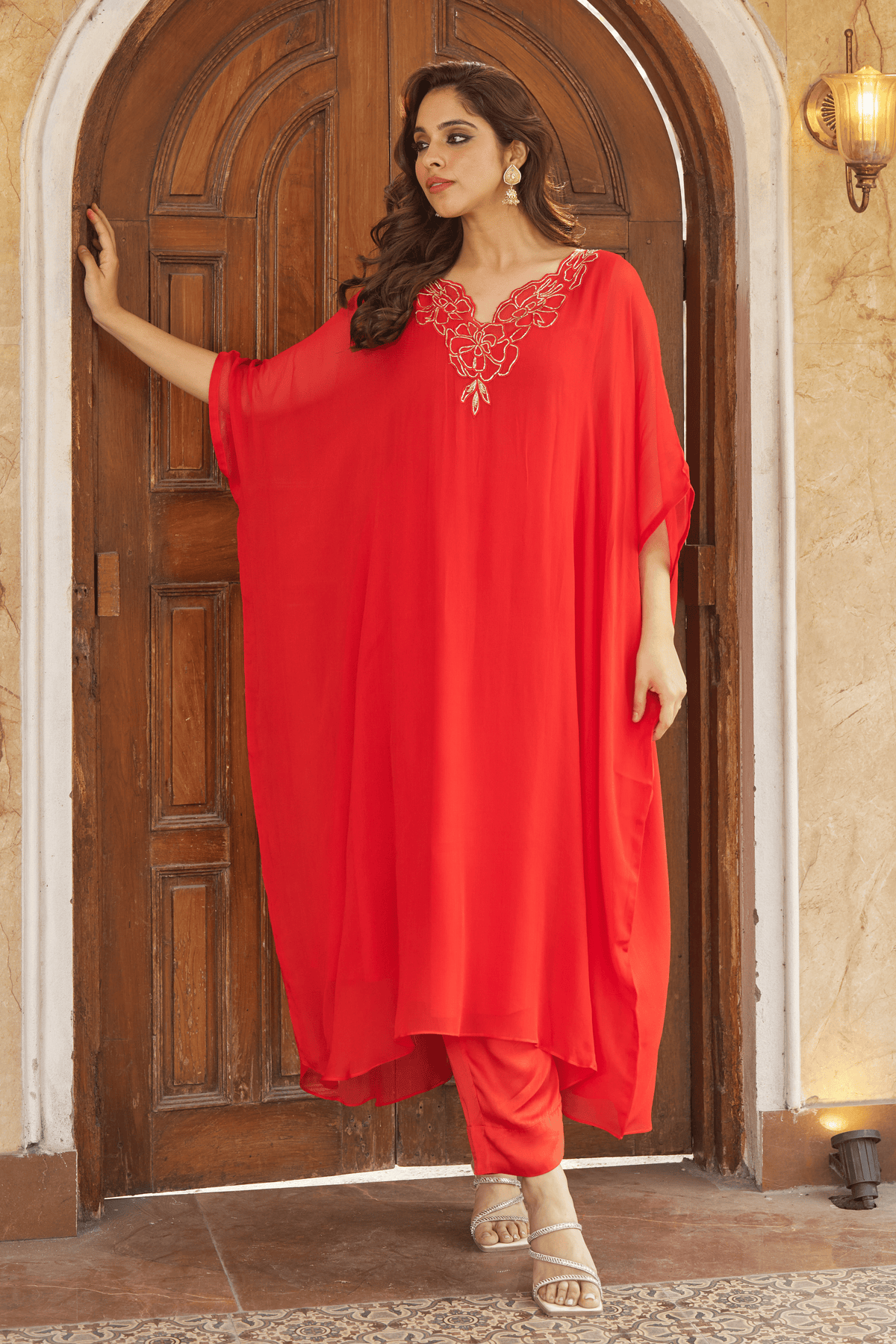 Ruya Burnt Orange Kaftan Set