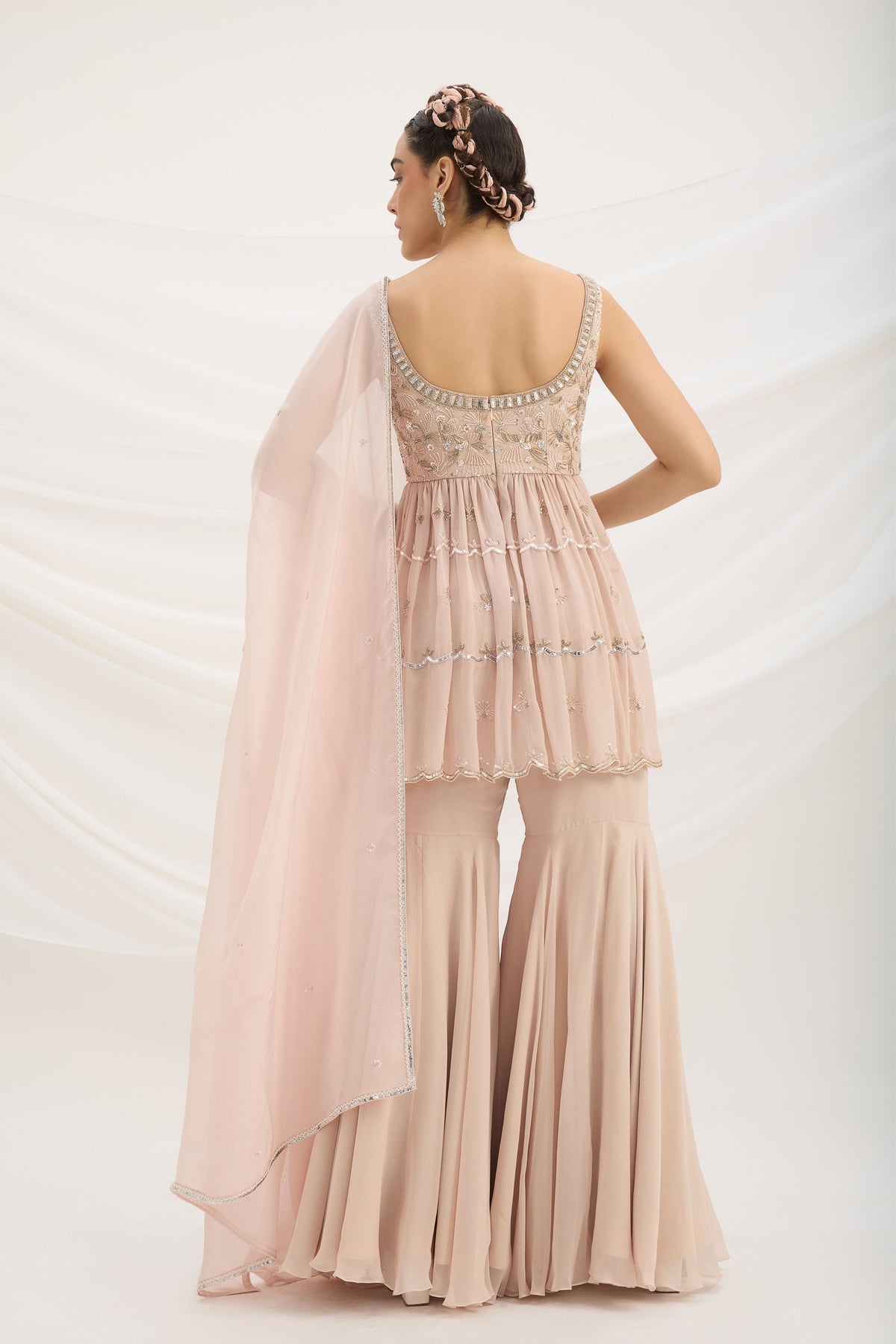 Light Pink Embroidered Sharara Set