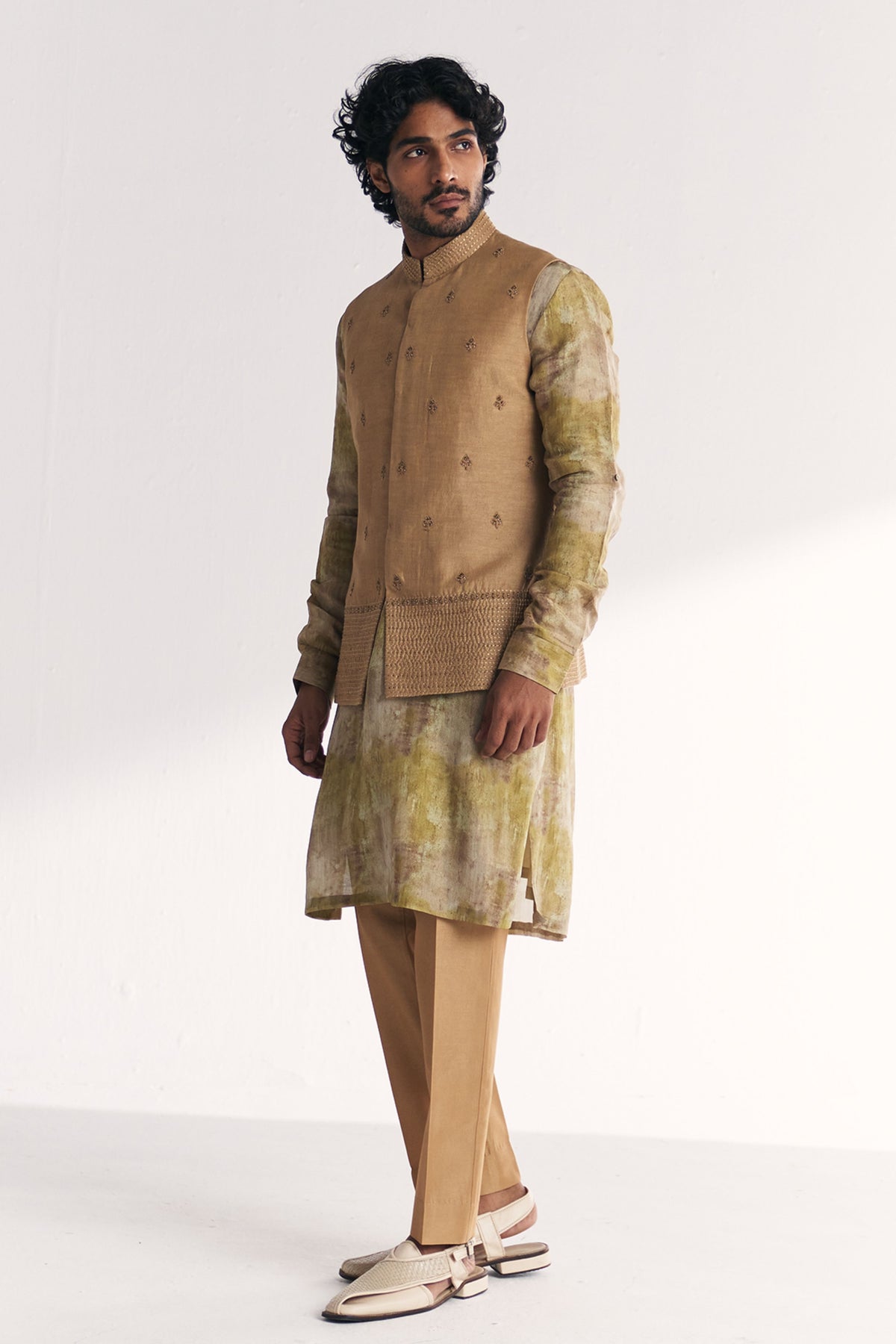 Dilawar Green Nehru Jacket Set