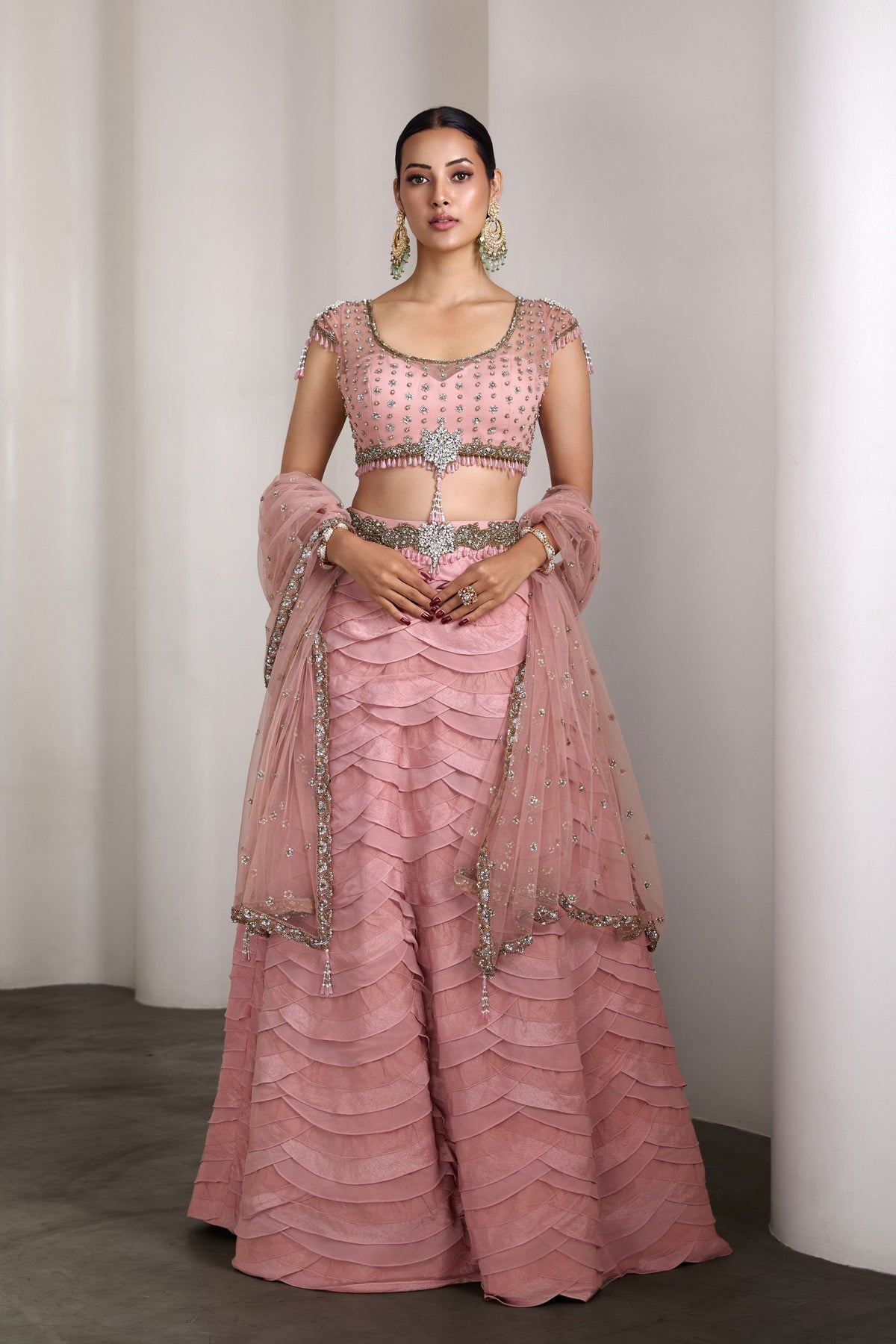 Pink Ruffle Lehenga Set