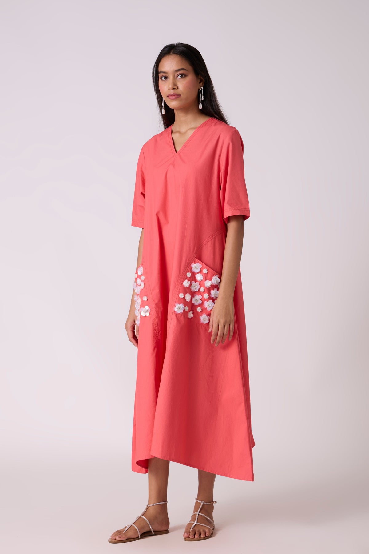 Neve Applique Sunset Pink Dress