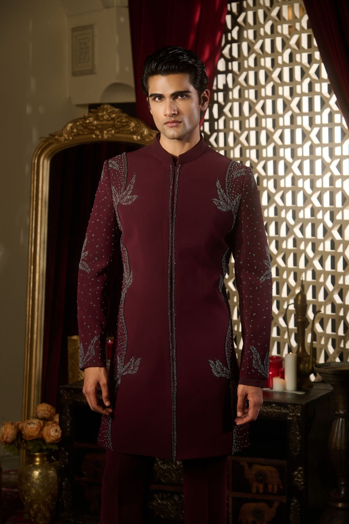 Maroon Sherwani Set