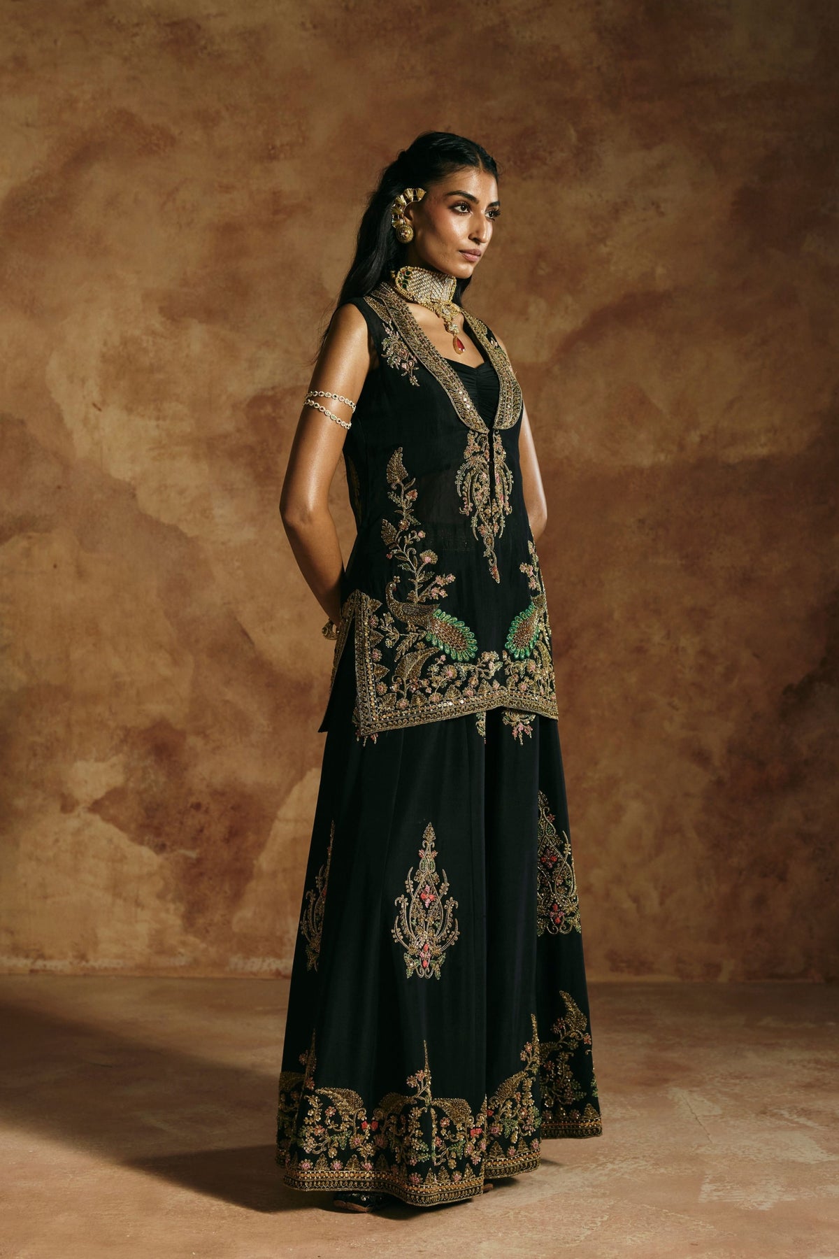 Multicoloured Back Jacket Set
