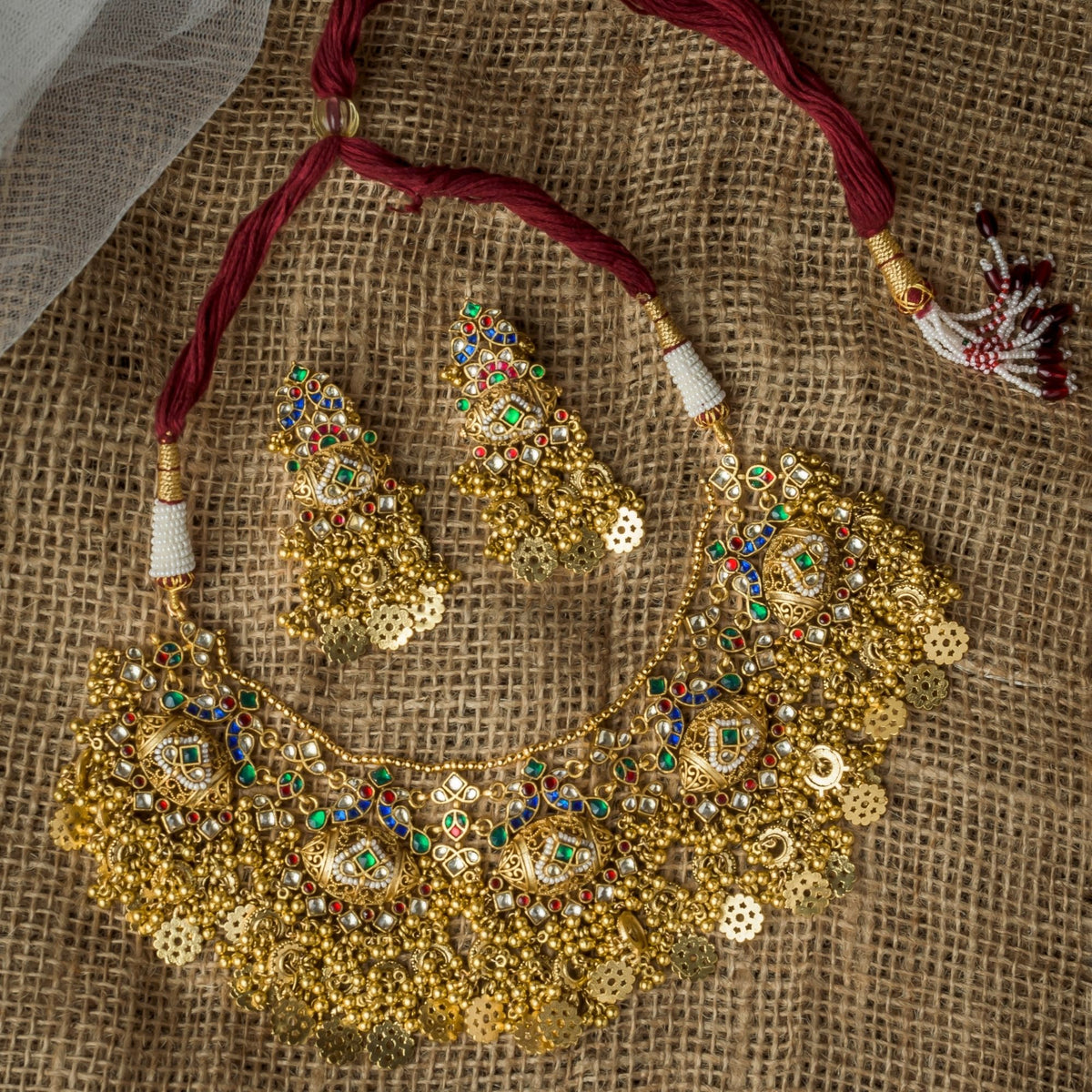 Gold Plated Green Necklace Set