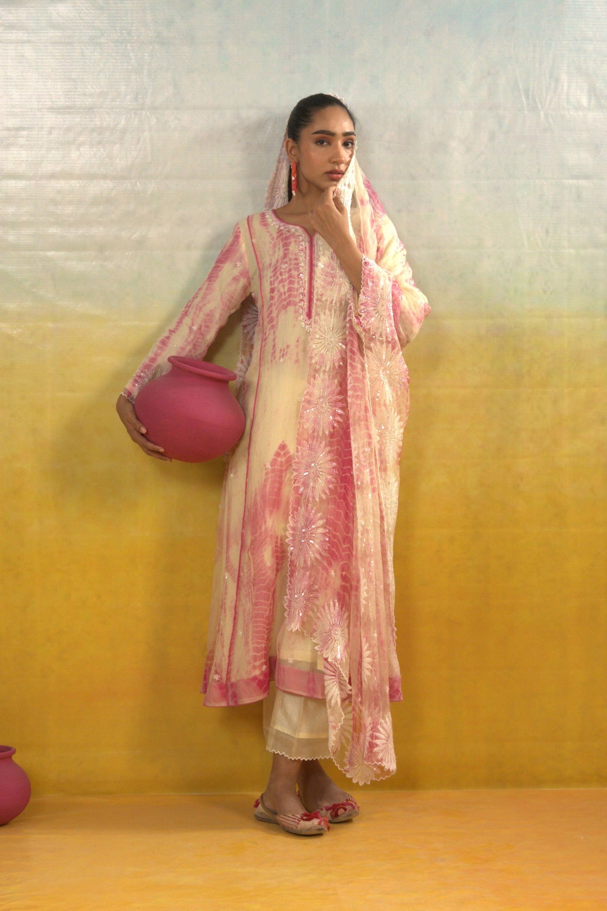Tie & Dye Organza Anarkali Set