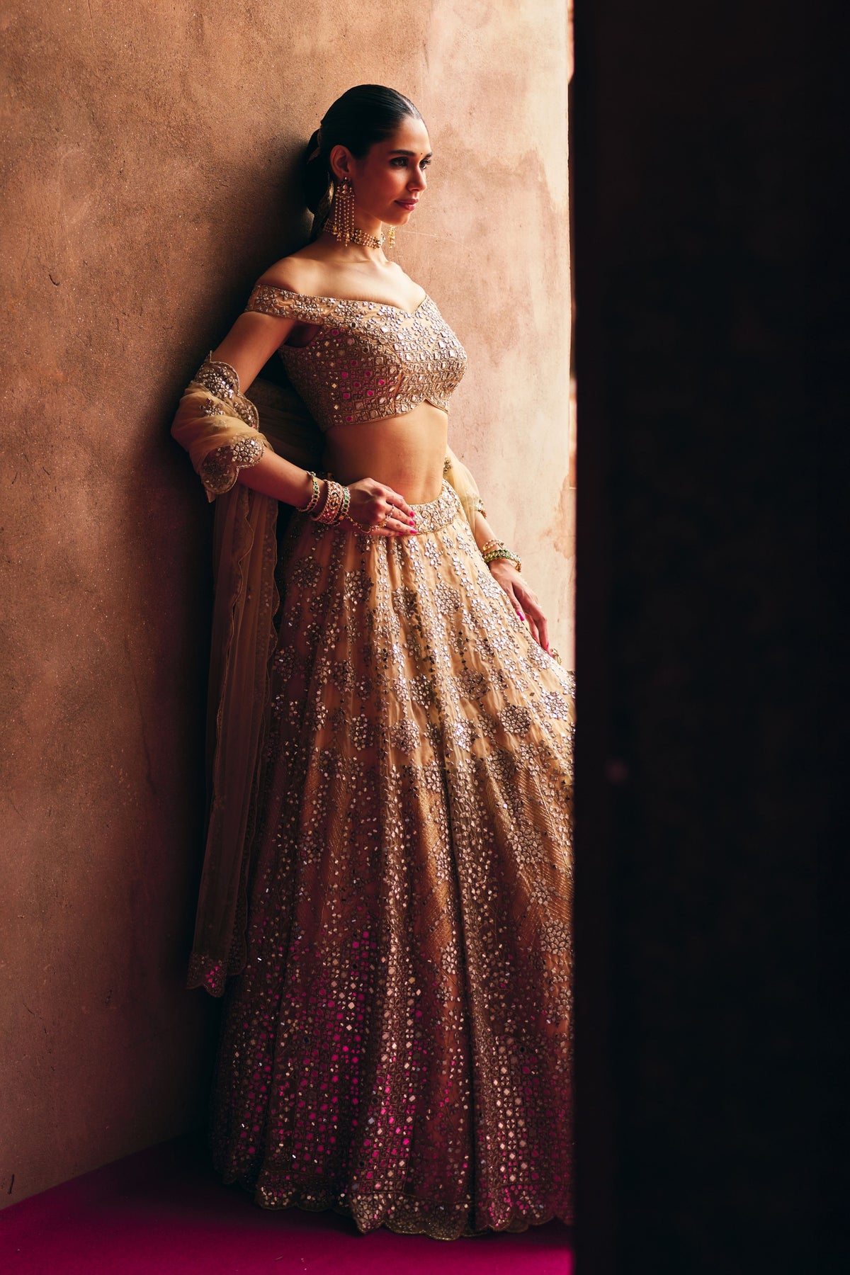Gold Organza Lehenga Set