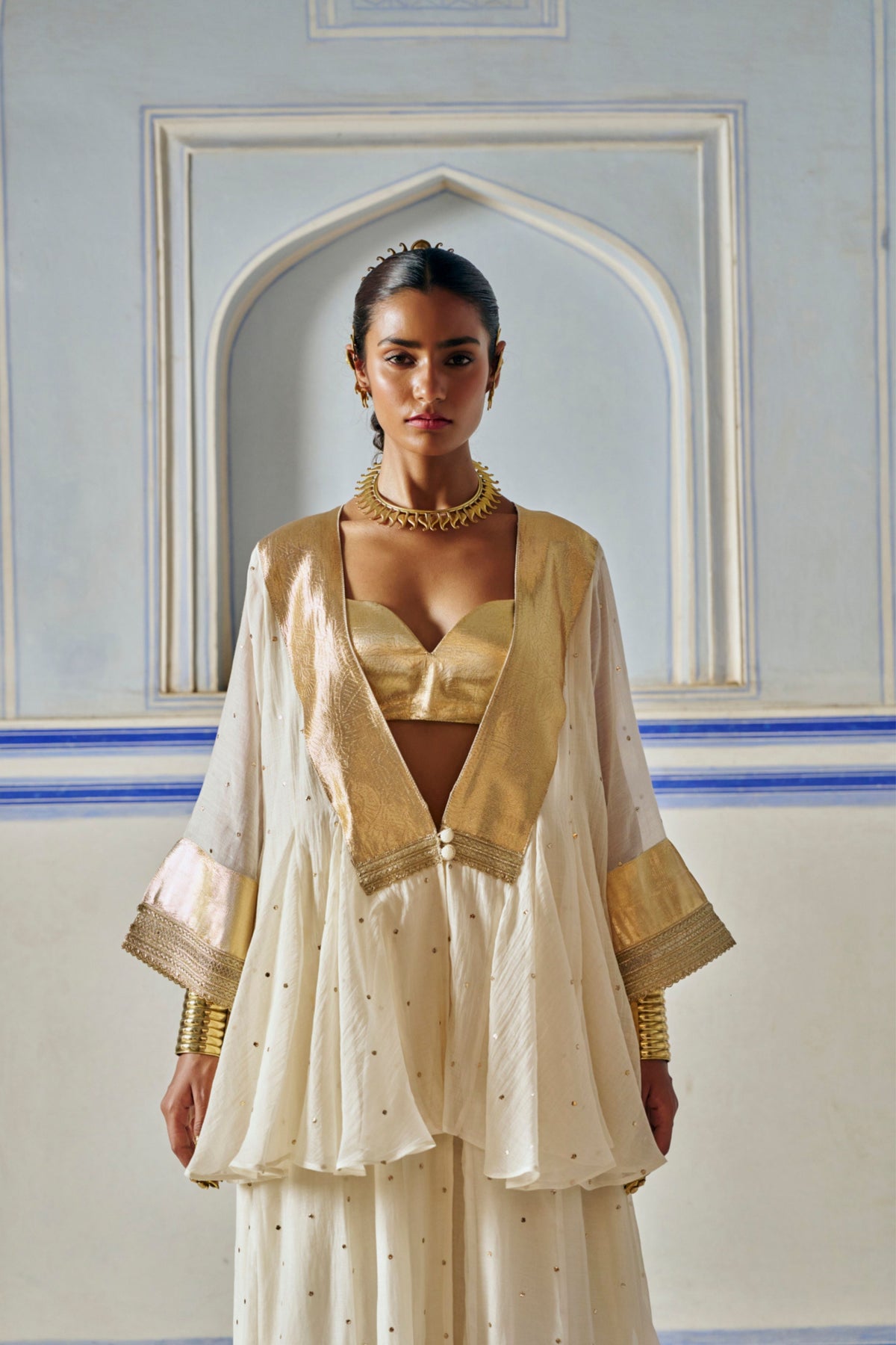 Ivory Mukesh Jacket With Sharara