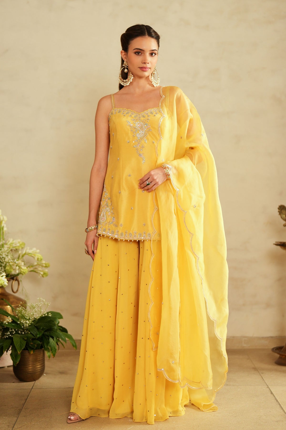 Princess Cut Yellow Sharara Set